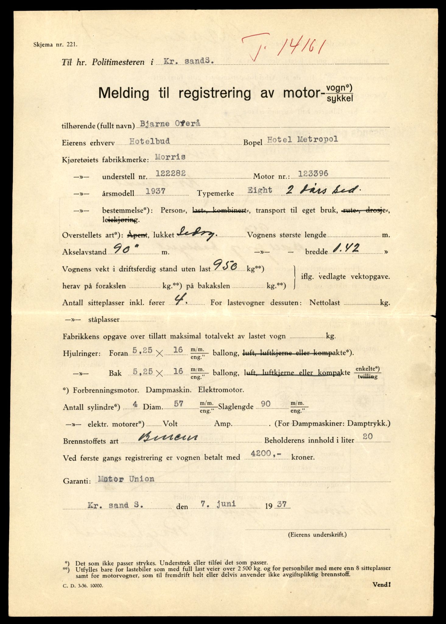 Møre og Romsdal vegkontor - Ålesund trafikkstasjon, AV/SAT-A-4099/F/Fe/L0043: Registreringskort for kjøretøy T 14080 - T 14204, 1927-1998, p. 2185
