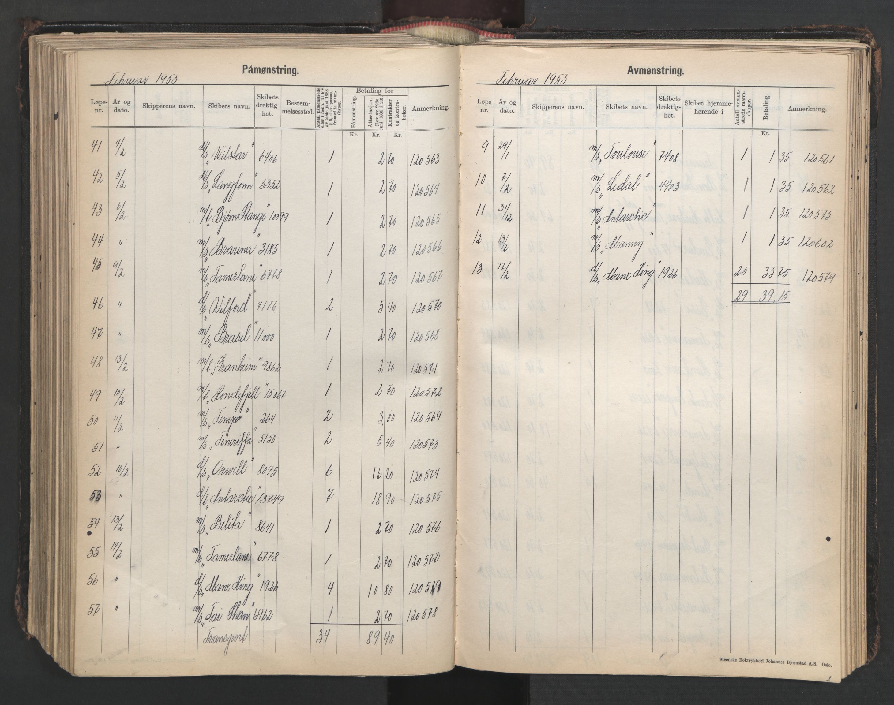 Tønsberg innrulleringskontor, AV/SAKO-A-786/H/Ha/L0009: Mønstringsjournal, 1939-1955, p. 341