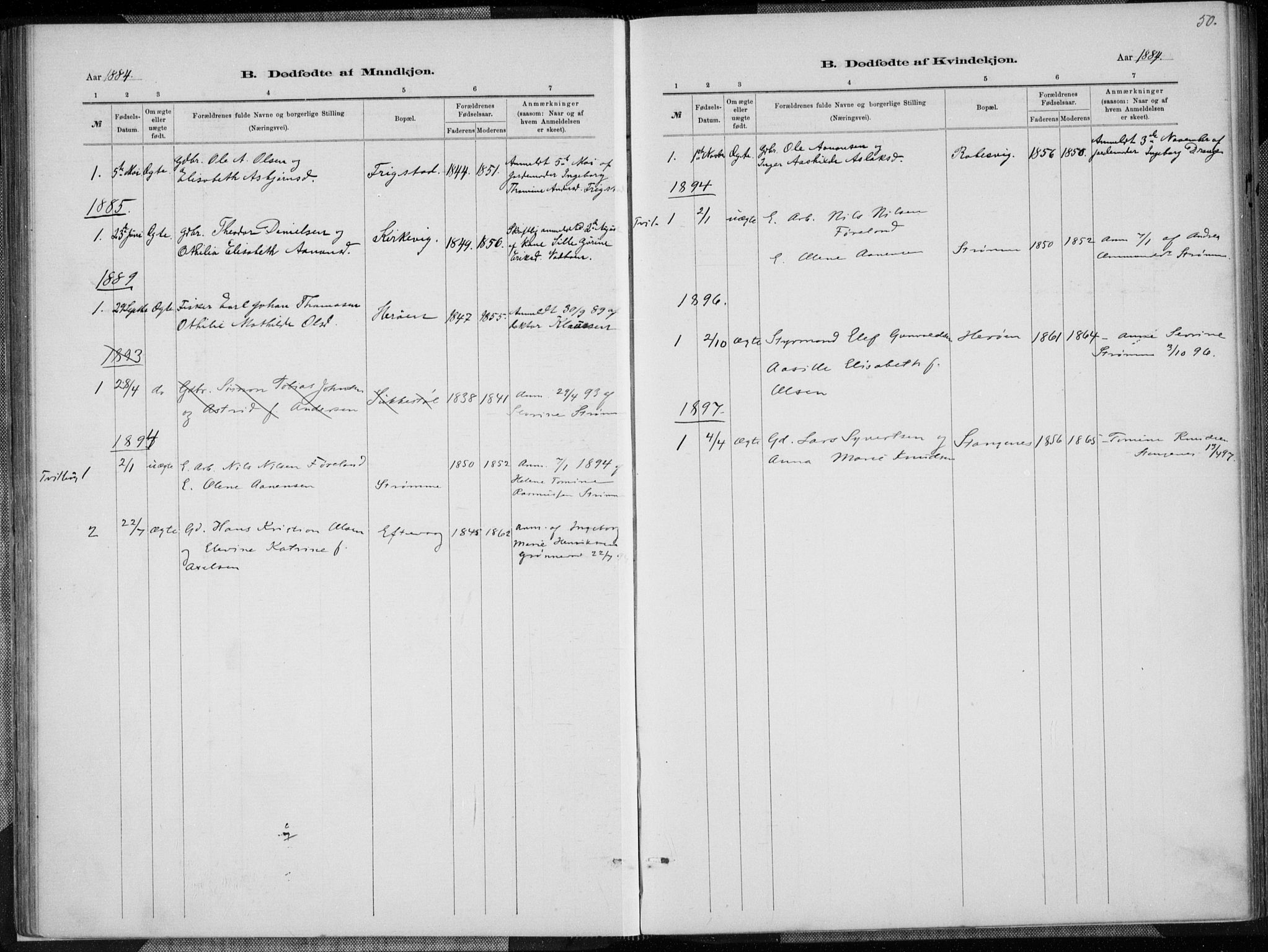 Oddernes sokneprestkontor, SAK/1111-0033/F/Fa/Fab/L0002: Parish register (official) no. A 2, 1884-1903, p. 50