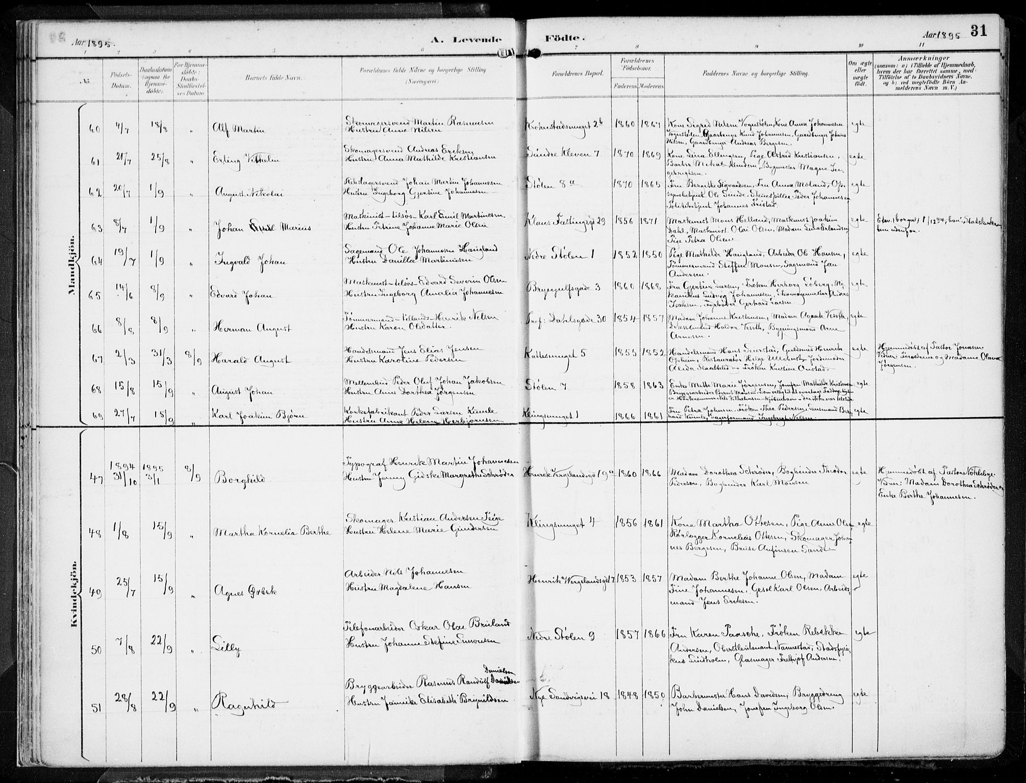 Mariakirken Sokneprestembete, SAB/A-76901/H/Hab/L0005: Parish register (copy) no. A 5, 1893-1913, p. 31