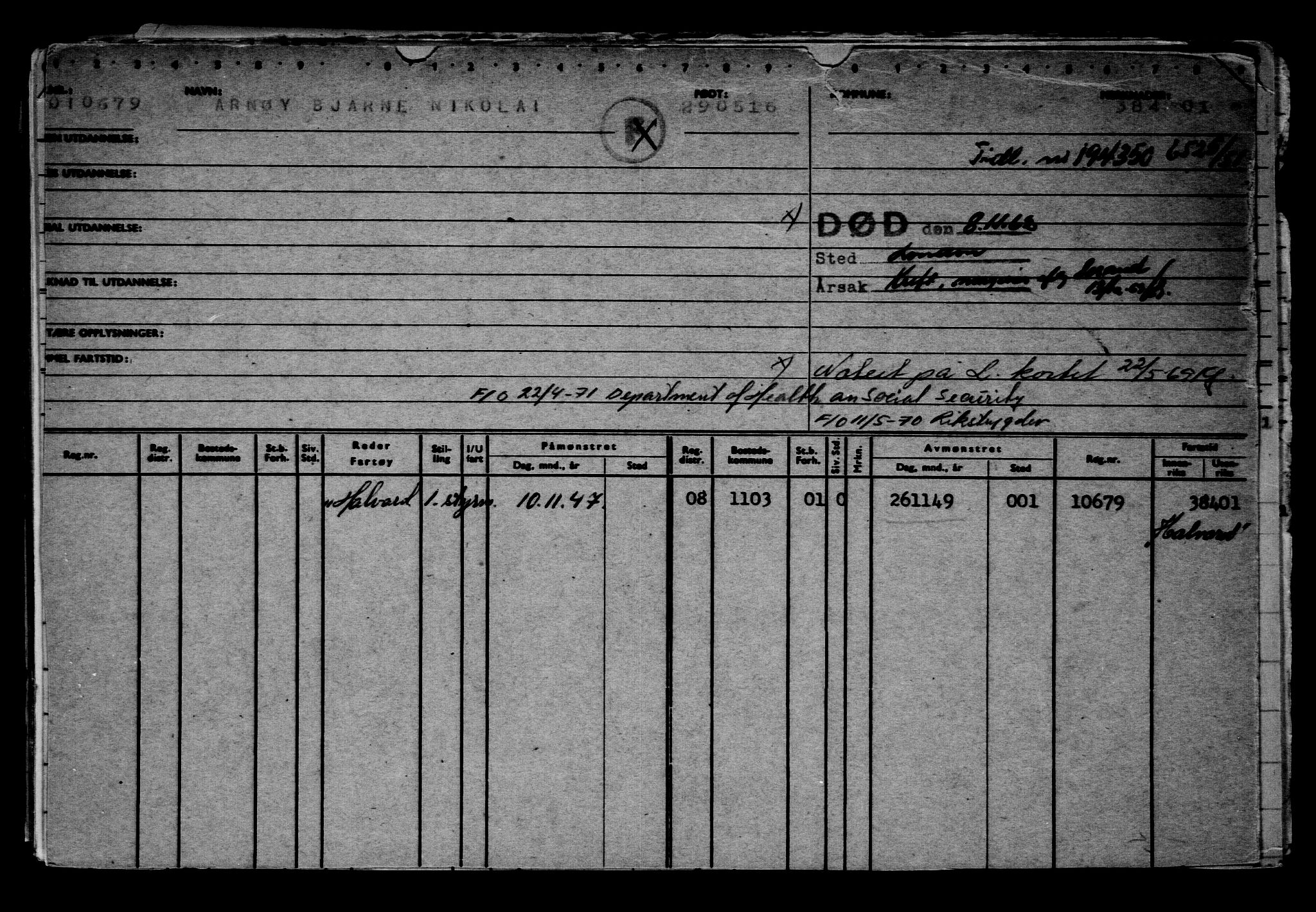 Direktoratet for sjømenn, RA/S-3545/G/Gb/L0139: Hovedkort, 1916, p. 446