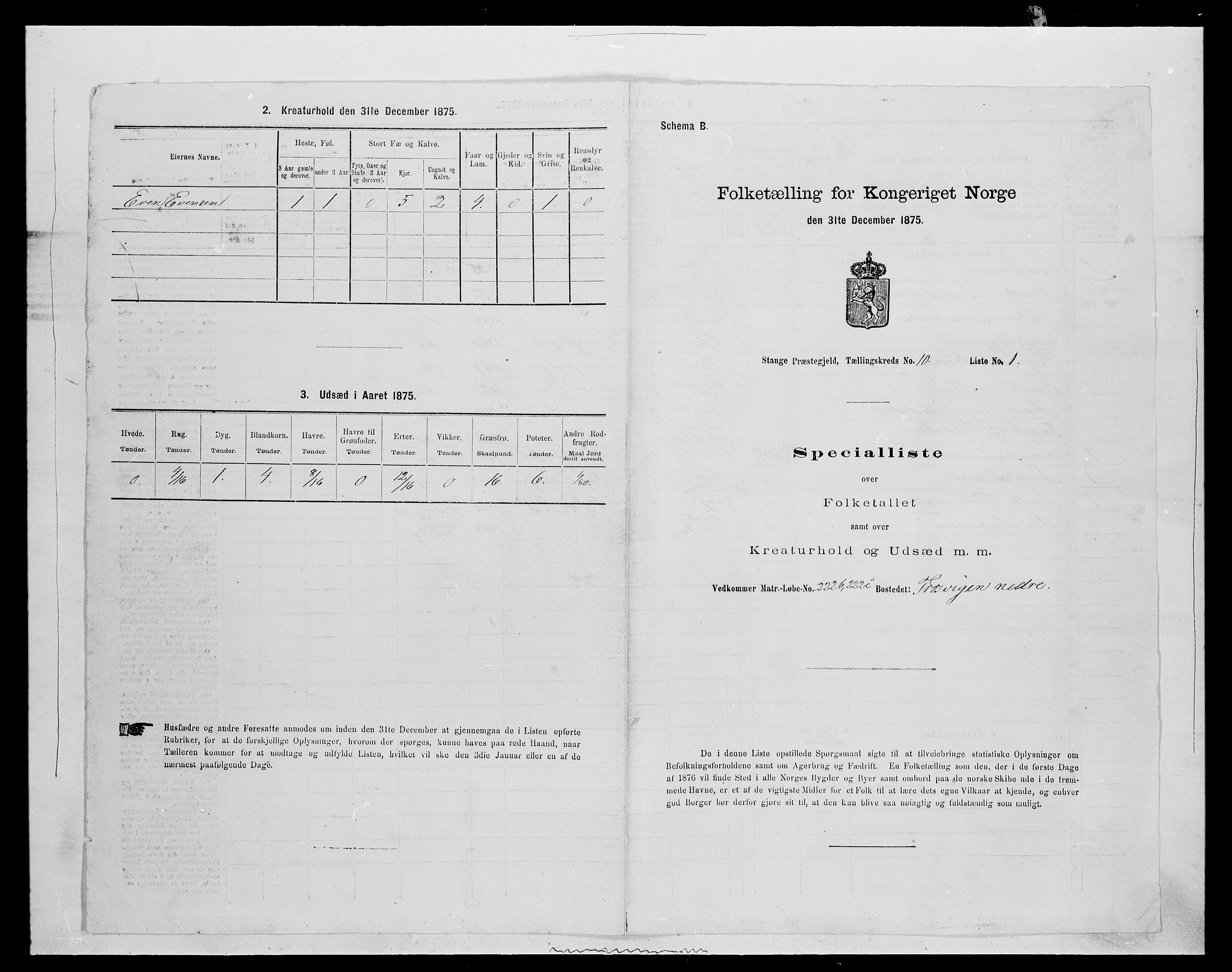 SAH, 1875 census for 0417P Stange, 1875, p. 1642