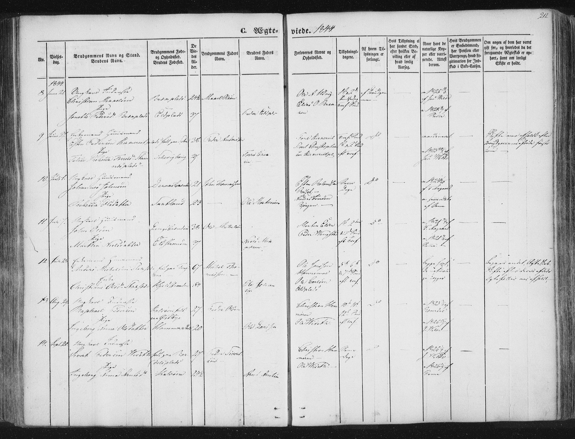 Ministerialprotokoller, klokkerbøker og fødselsregistre - Nord-Trøndelag, AV/SAT-A-1458/741/L0392: Parish register (official) no. 741A06, 1836-1848, p. 212