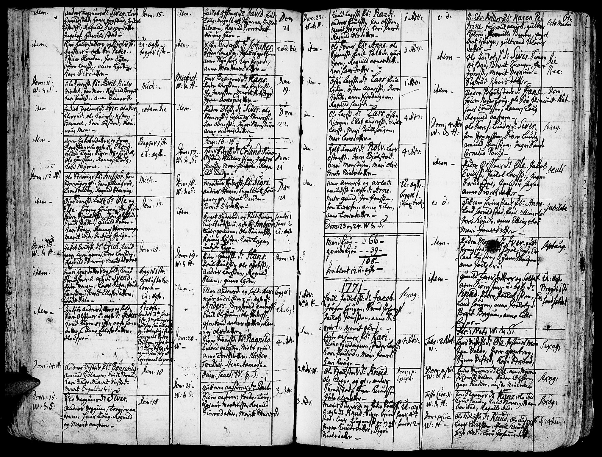 Vågå prestekontor, SAH/PREST-076/H/Ha/Haa/L0001: Parish register (official) no. 1, 1739-1810, p. 61