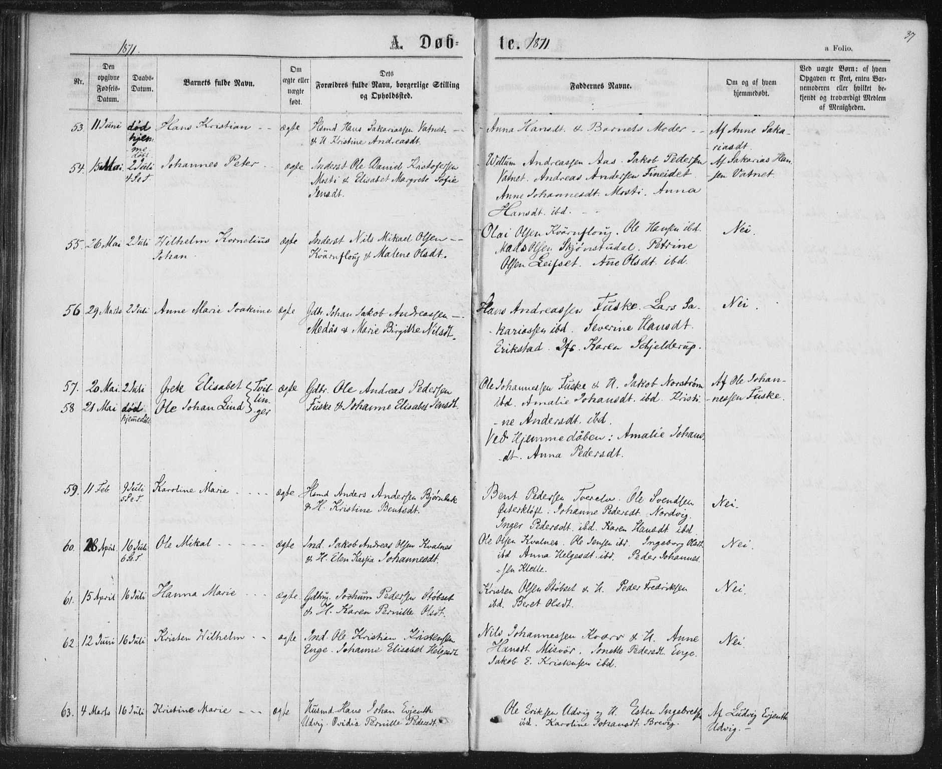 Ministerialprotokoller, klokkerbøker og fødselsregistre - Nordland, SAT/A-1459/852/L0739: Parish register (official) no. 852A09, 1866-1877, p. 37