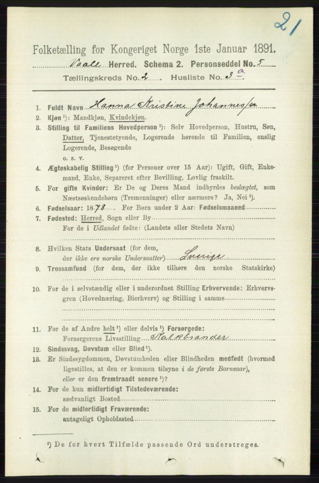 RA, 1891 census for 0716 Våle, 1891, p. 459