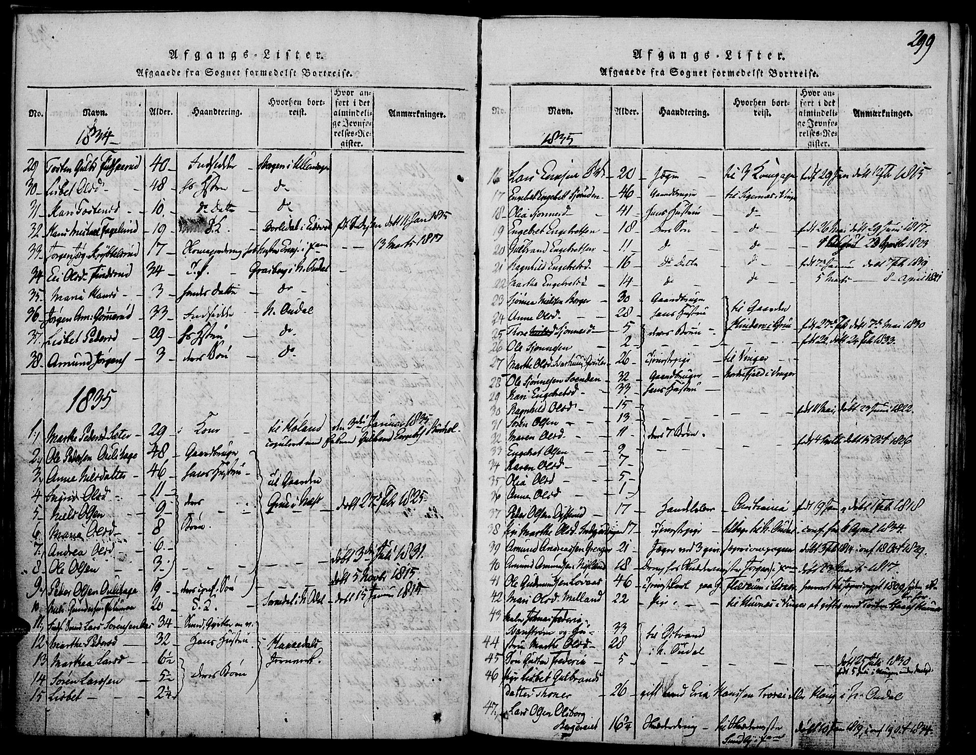 Strøm-Odalen prestekontor, AV/SAH-PREST-028/H/Ha/Haa/L0006: Parish register (official) no. 6, 1814-1850, p. 299