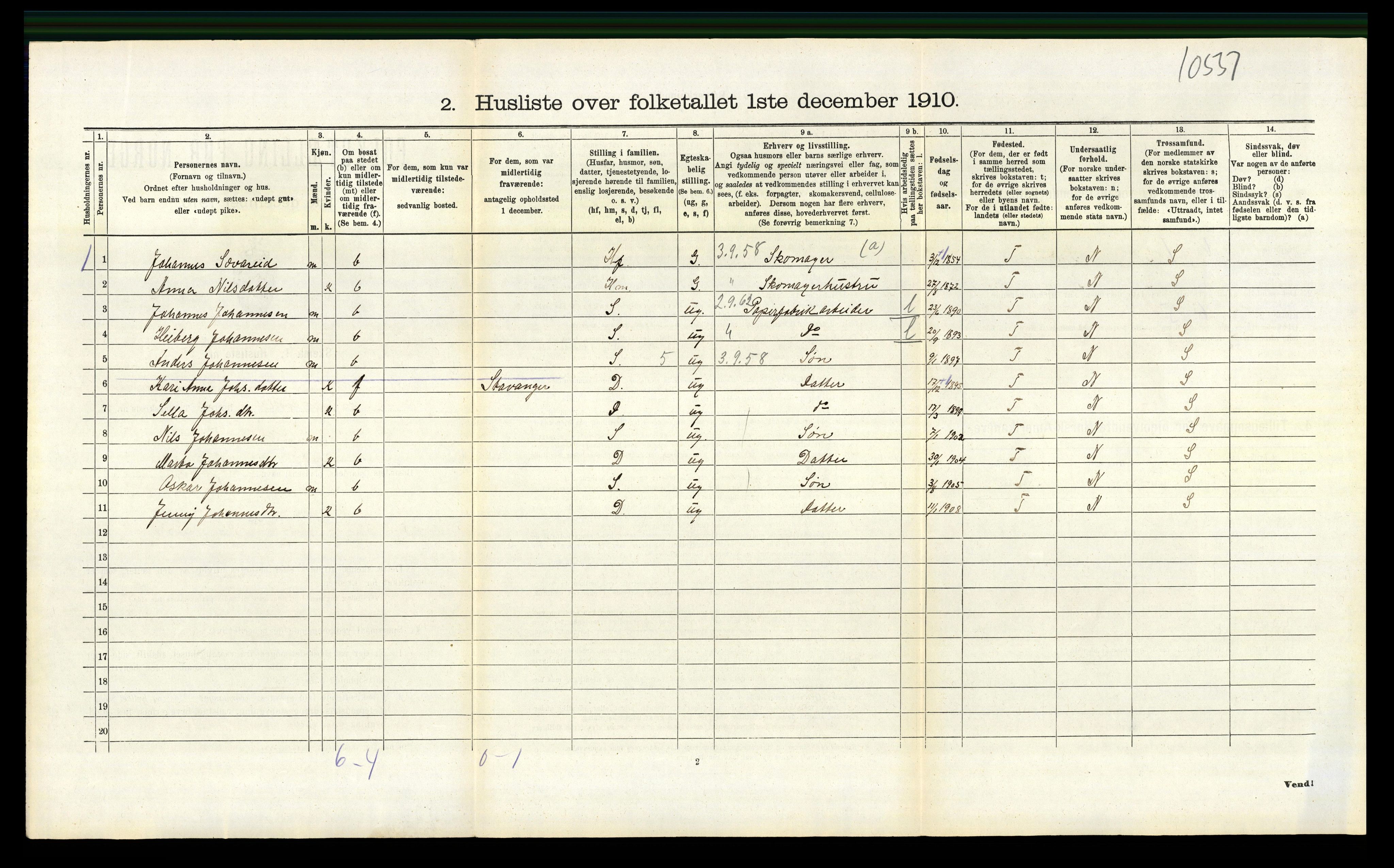 RA, 1910 census for Strandvik, 1910, p. 280