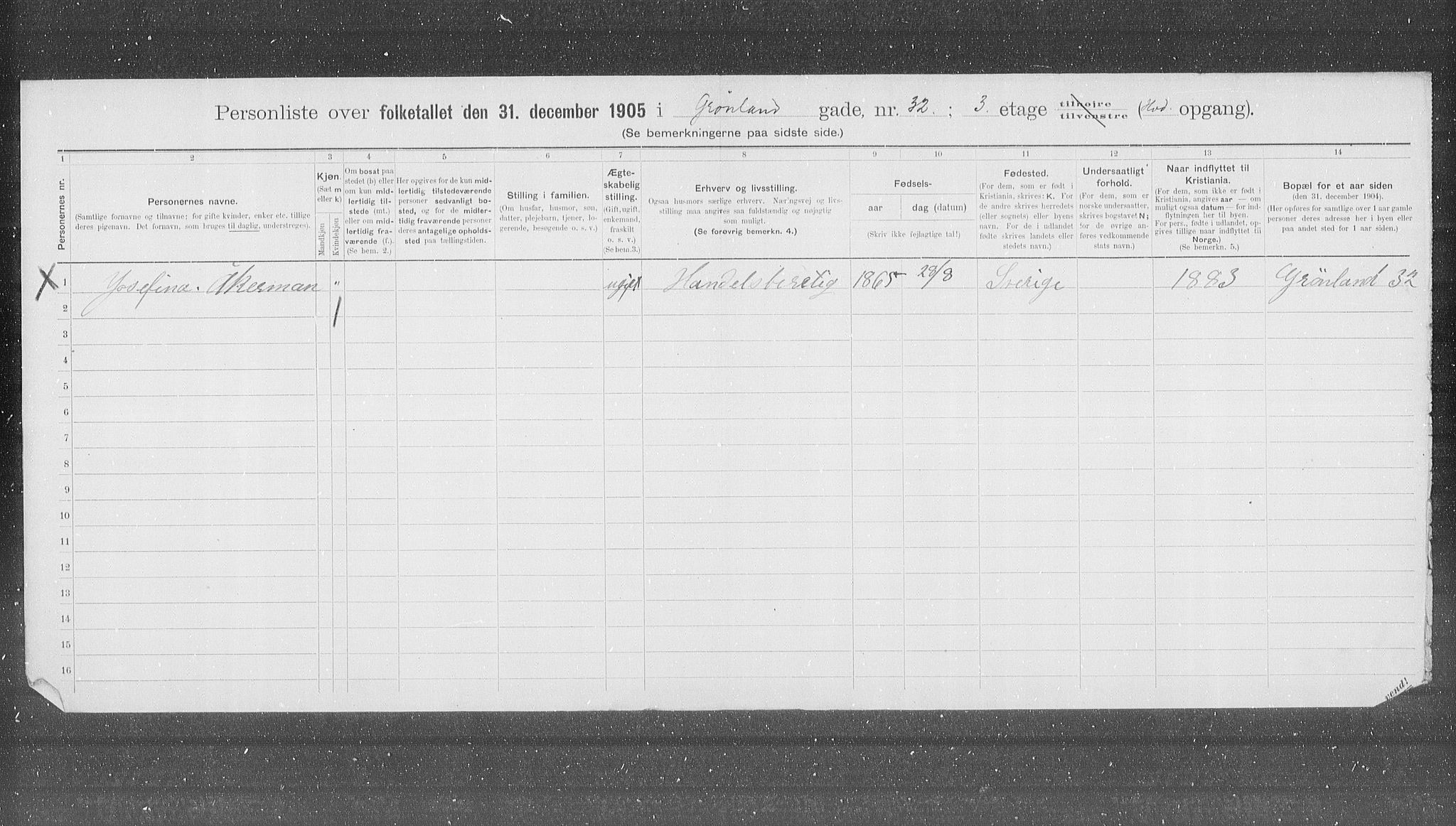 OBA, Municipal Census 1905 for Kristiania, 1905, p. 16469