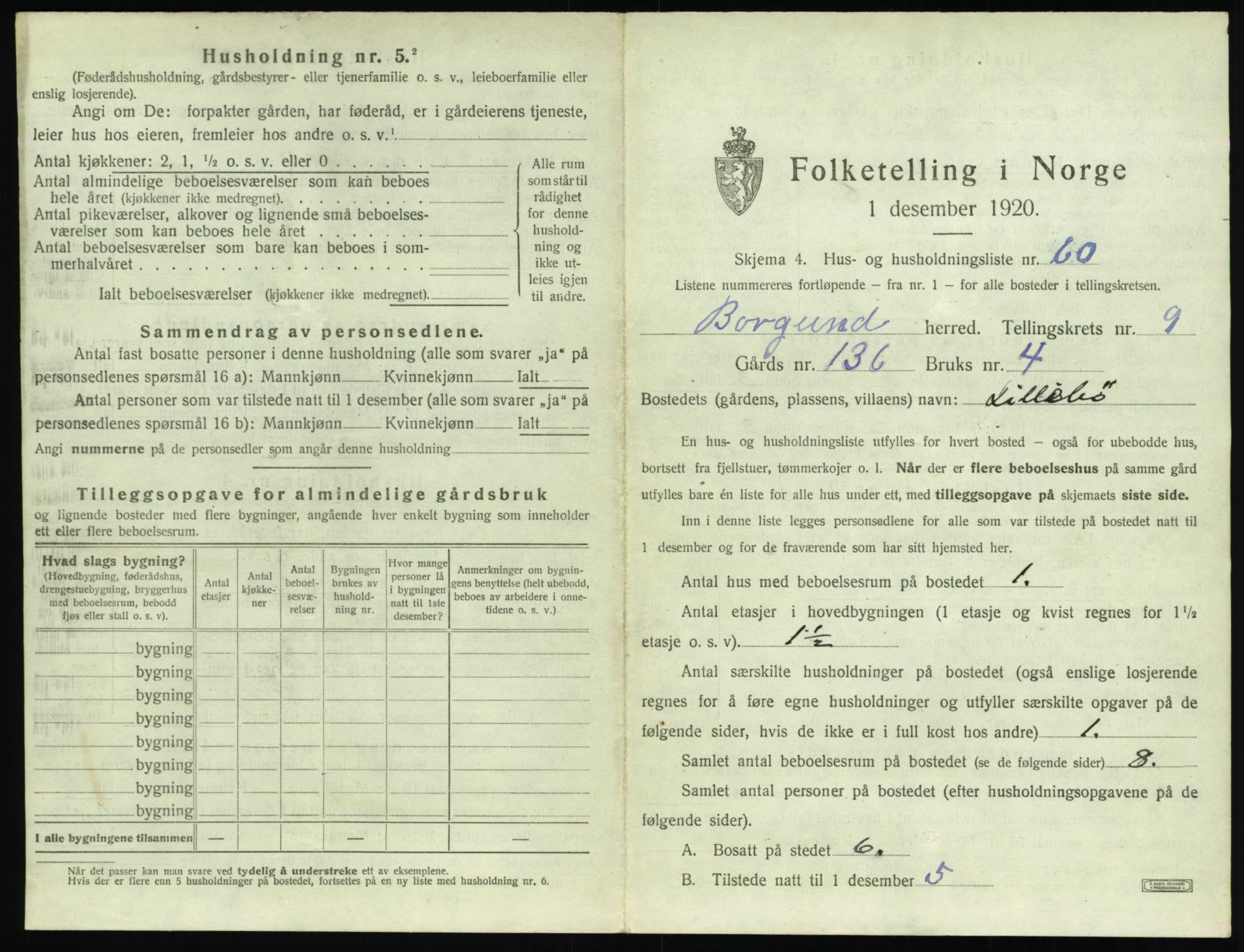 SAT, 1920 census for Borgund, 1920, p. 1044