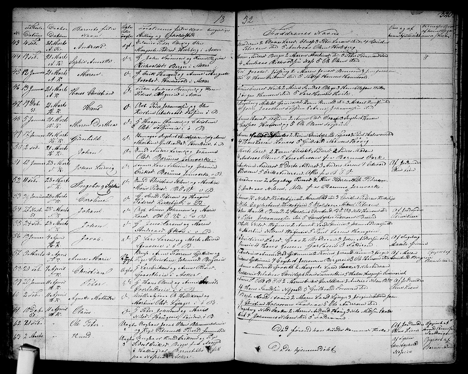 Asker prestekontor Kirkebøker, SAO/A-10256a/F/Fa/L0007: Parish register (official) no. I 7, 1825-1864, p. 320