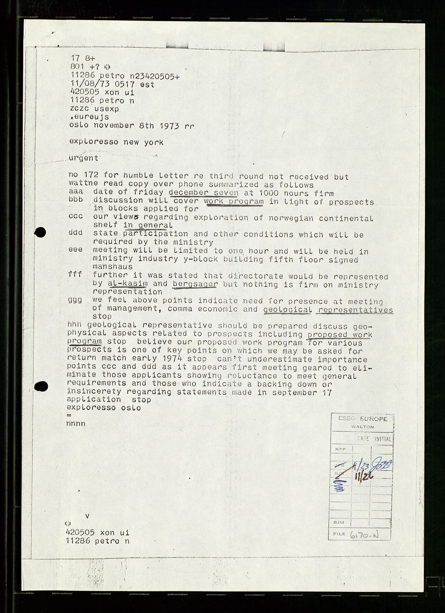 Pa 1512 - Esso Exploration and Production Norway Inc., AV/SAST-A-101917/E/Ea/L0025: Sak og korrespondanse, 1966-1974, p. 5