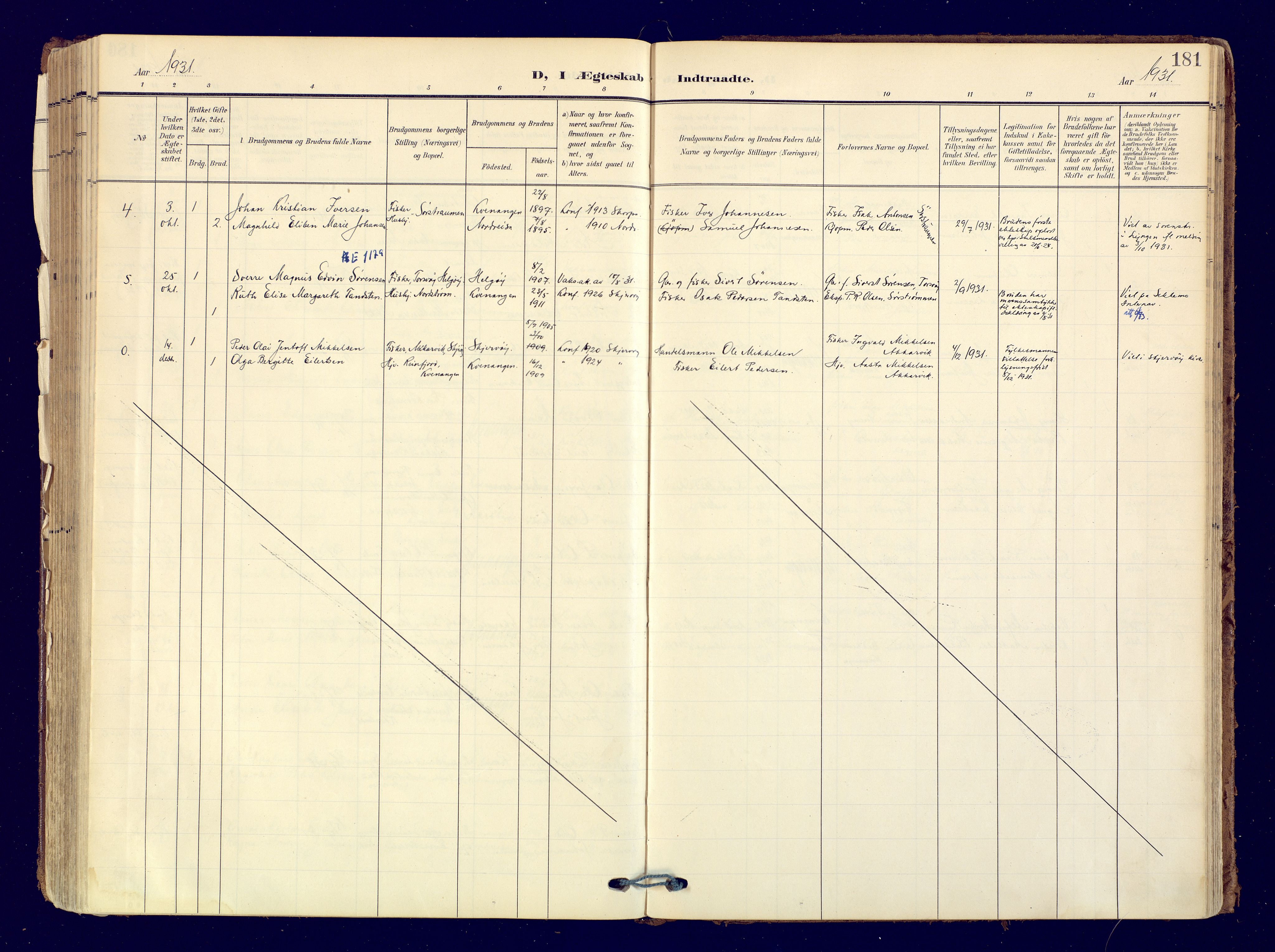 Skjervøy sokneprestkontor, AV/SATØ-S-1300/H/Ha/Haa: Parish register (official) no. 19, 1908-1936, p. 181