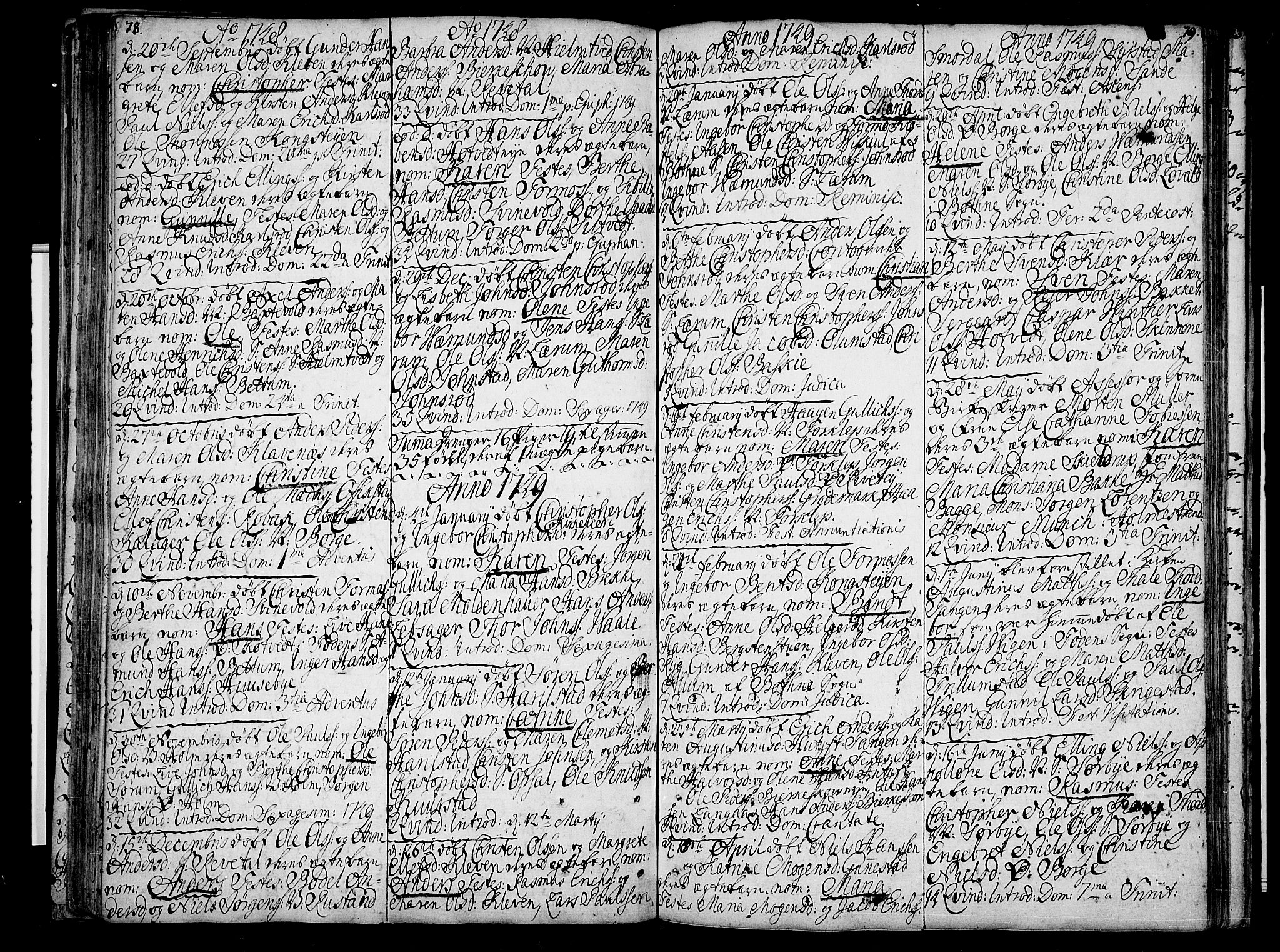 Våle kirkebøker, AV/SAKO-A-334/F/Fa/L0003: Parish register (official) no. I 3, 1732-1773, p. 78-79