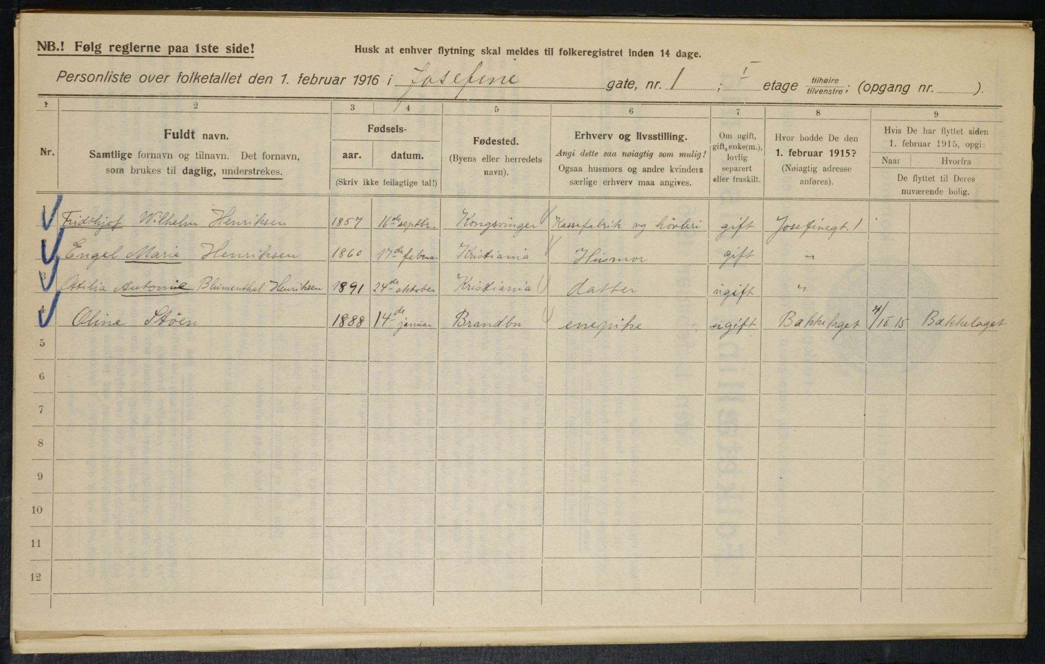 OBA, Municipal Census 1916 for Kristiania, 1916, p. 48423