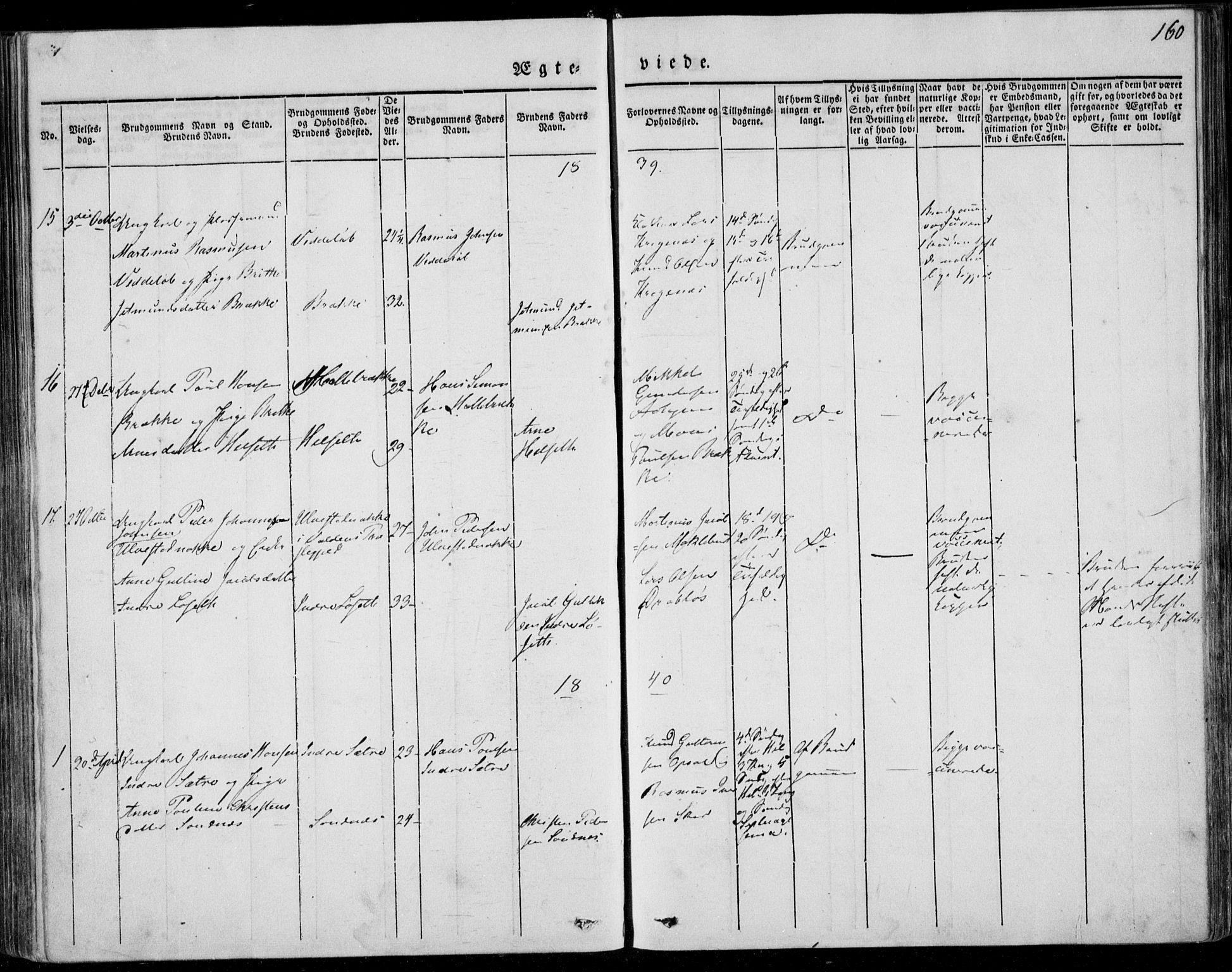 Ministerialprotokoller, klokkerbøker og fødselsregistre - Møre og Romsdal, AV/SAT-A-1454/501/L0005: Parish register (official) no. 501A05, 1831-1844, p. 160