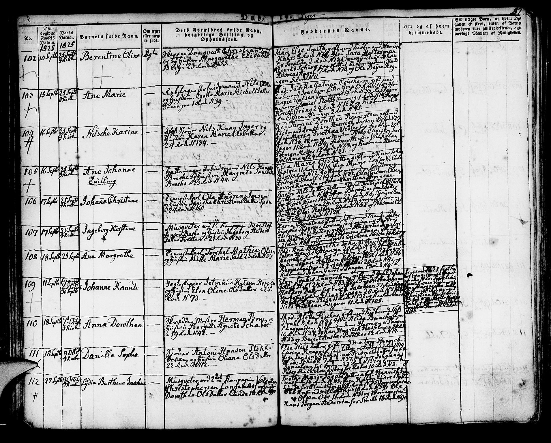 Korskirken sokneprestembete, AV/SAB-A-76101/H/Hab: Parish register (copy) no. A 3, 1821-1831, p. 97