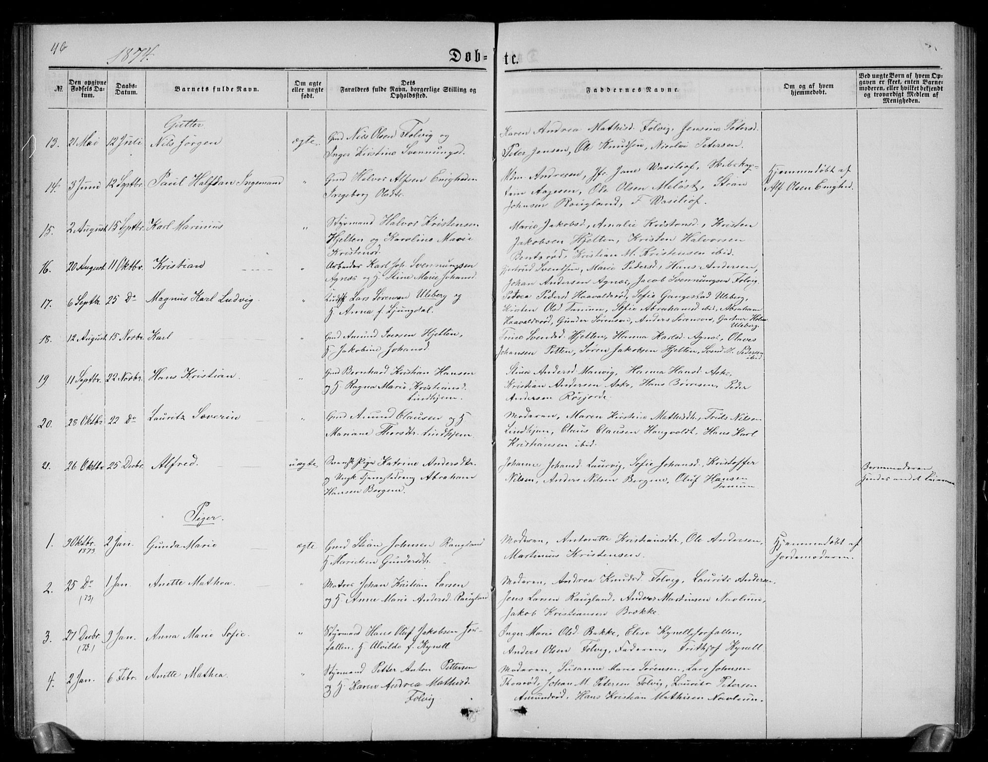 Brunlanes kirkebøker, SAKO/A-342/G/Ga/L0002: Parish register (copy) no. I 2, 1866-1876, p. 46