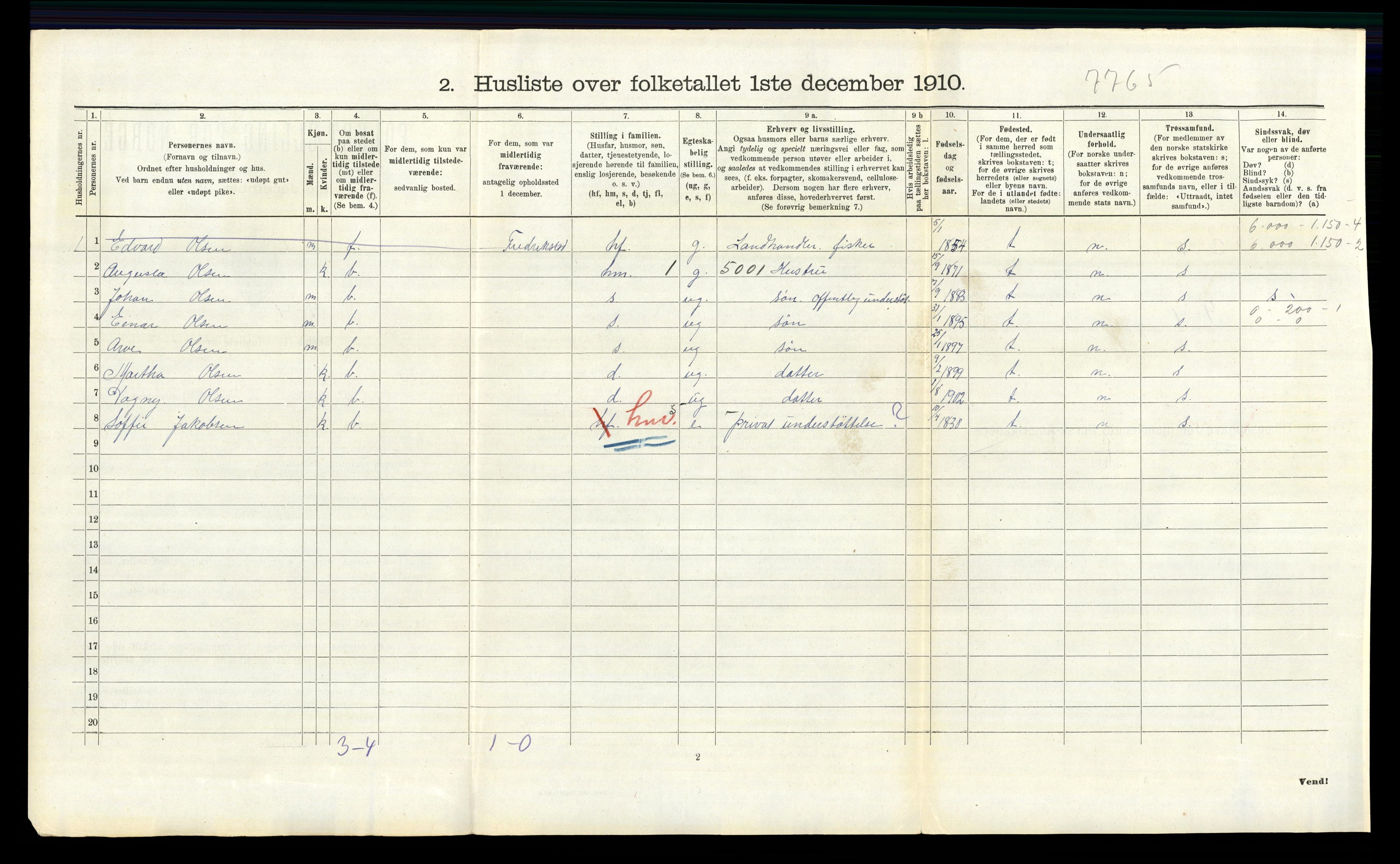 RA, 1910 census for Hvaler, 1910, p. 999