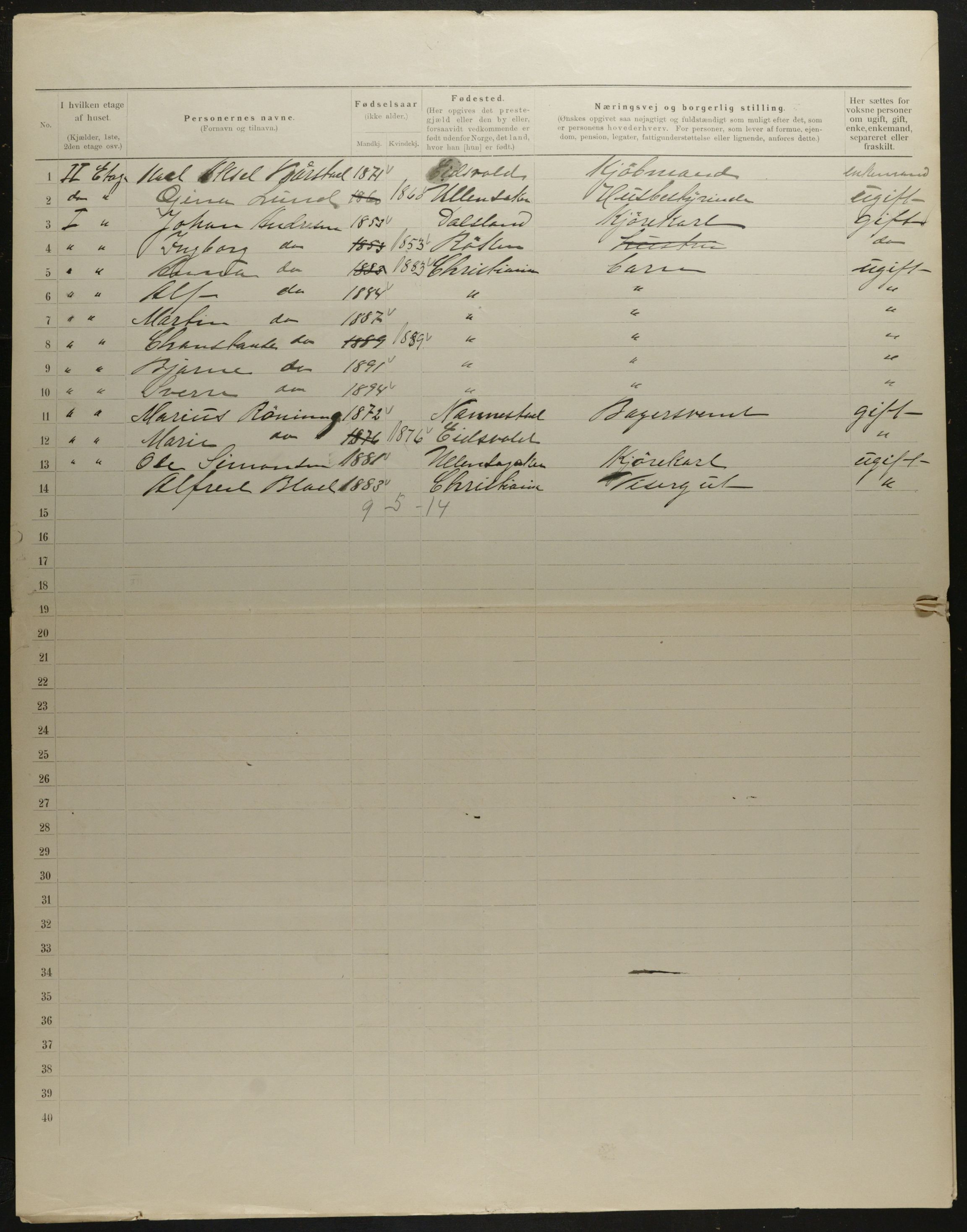 OBA, Municipal Census 1901 for Kristiania, 1901, p. 7914