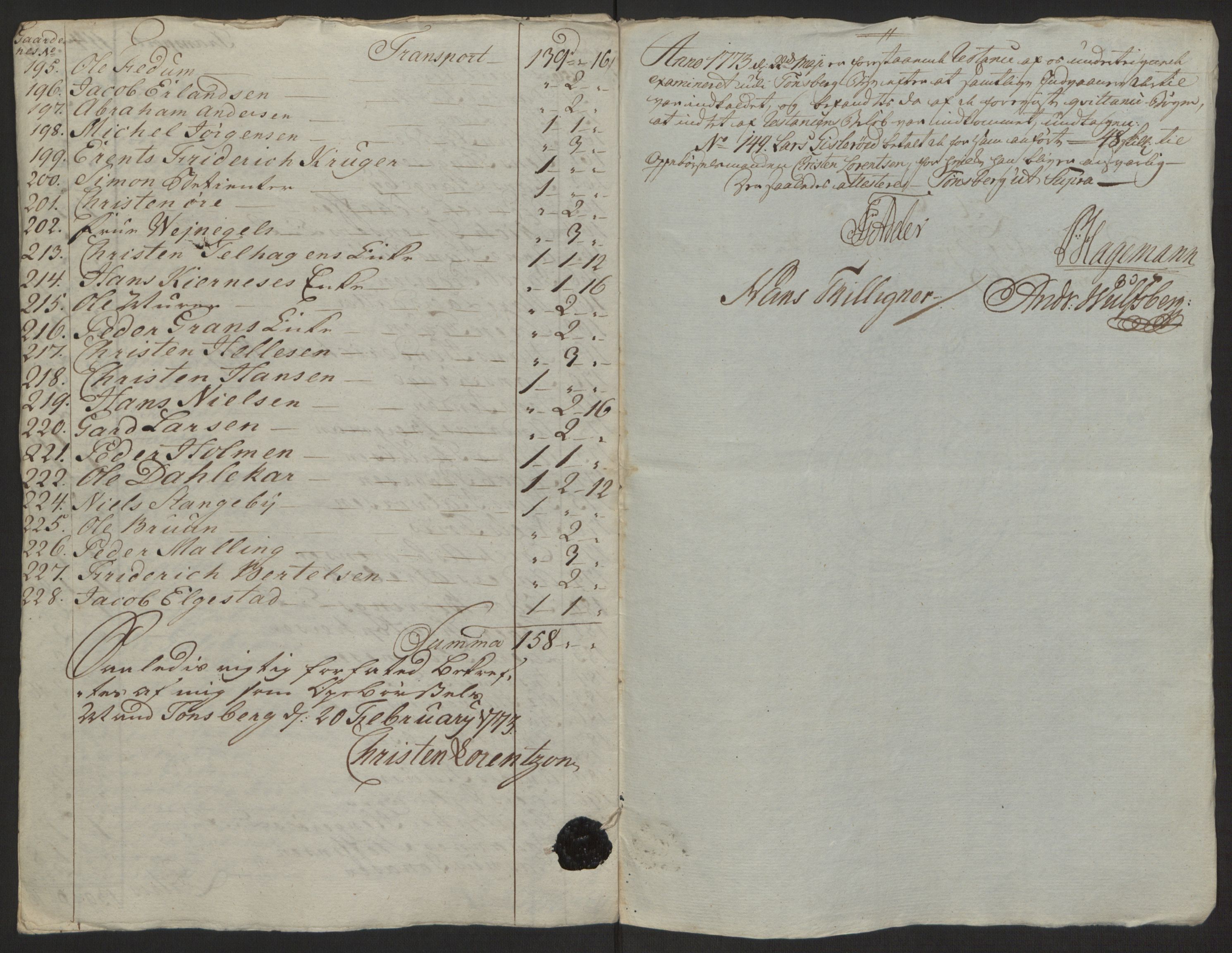 Rentekammeret inntil 1814, Reviderte regnskaper, Byregnskaper, AV/RA-EA-4066/R/Rh/L0162/0001: [H4] Kontribusjonsregnskap / Ekstraskatt, Tønsberg, 1762-1772, p. 367