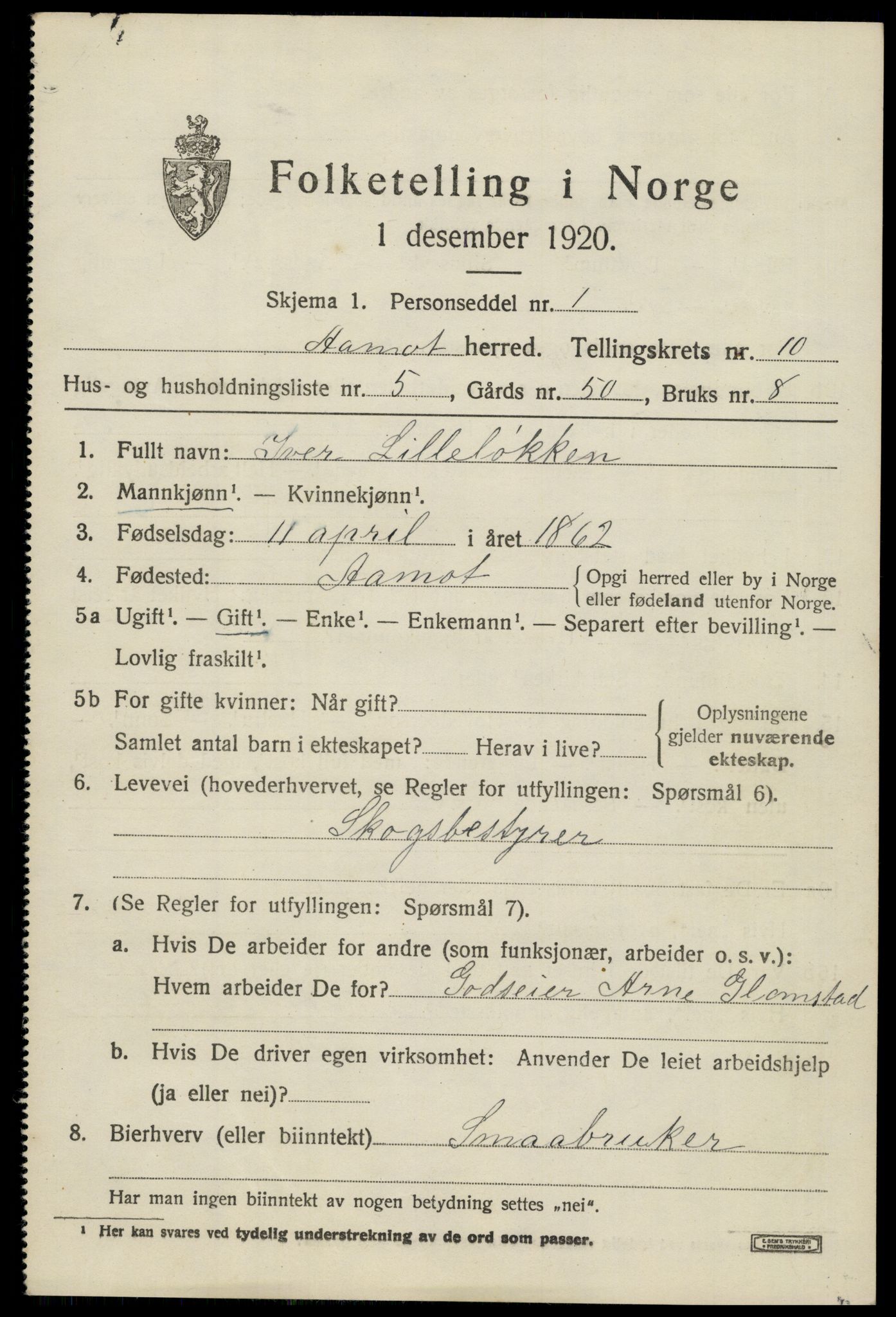 SAH, 1920 census for Åmot, 1920, p. 8779