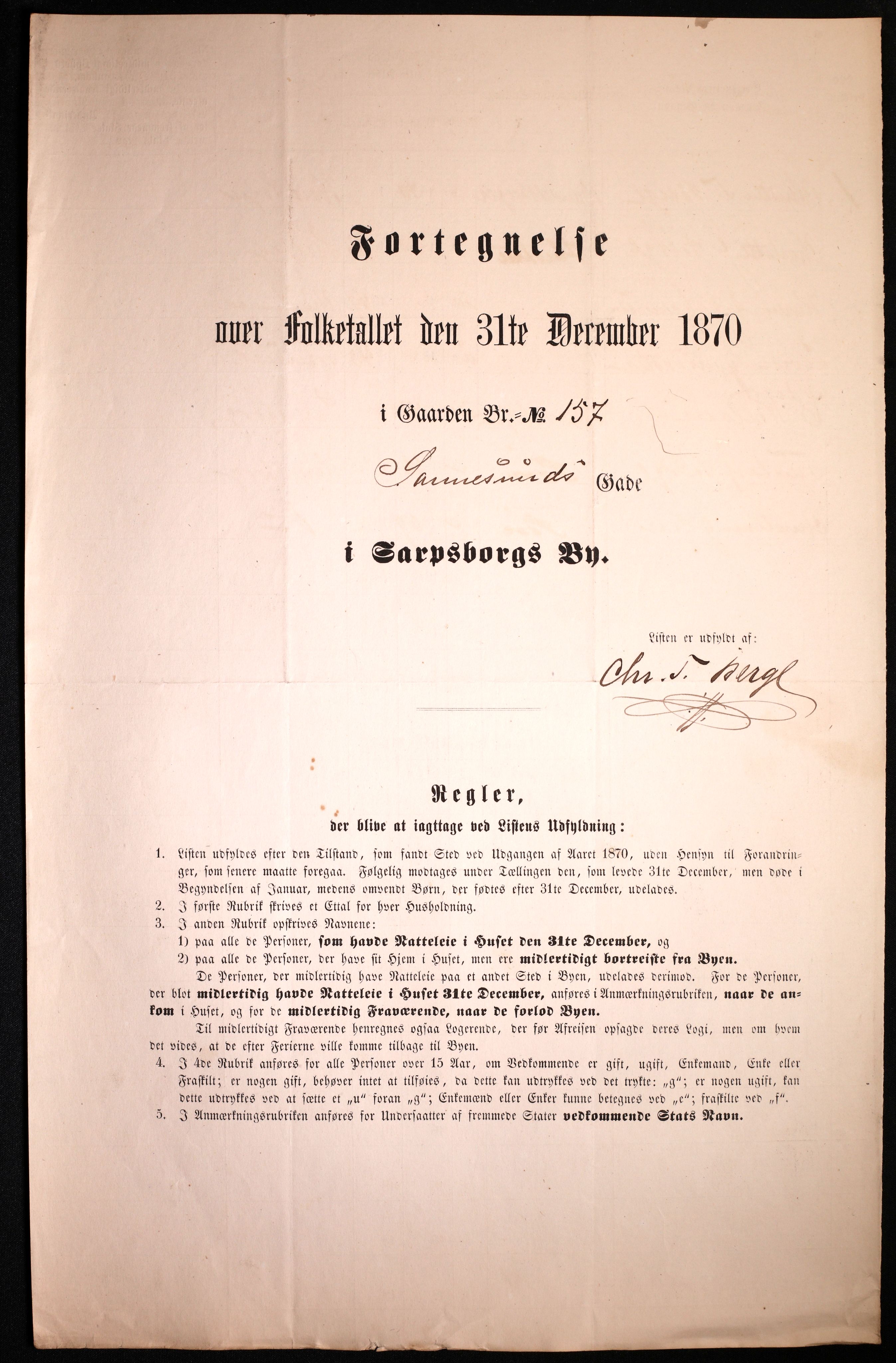 RA, 1870 census for 0102 Sarpsborg, 1870, p. 579