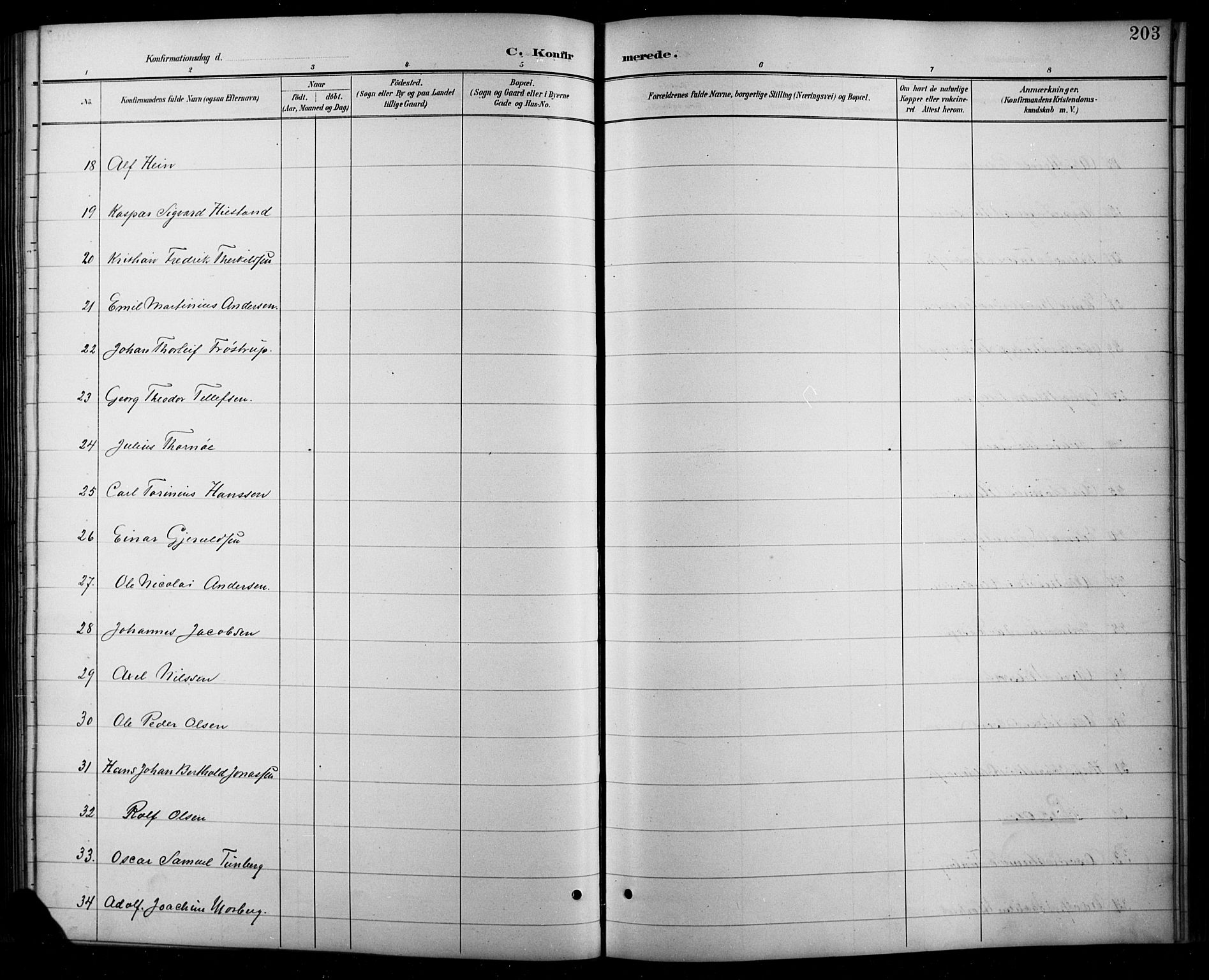 Arendal sokneprestkontor, Trefoldighet, SAK/1111-0040/F/Fb/L0006: Parish register (copy) no. B 6, 1889-1916, p. 203