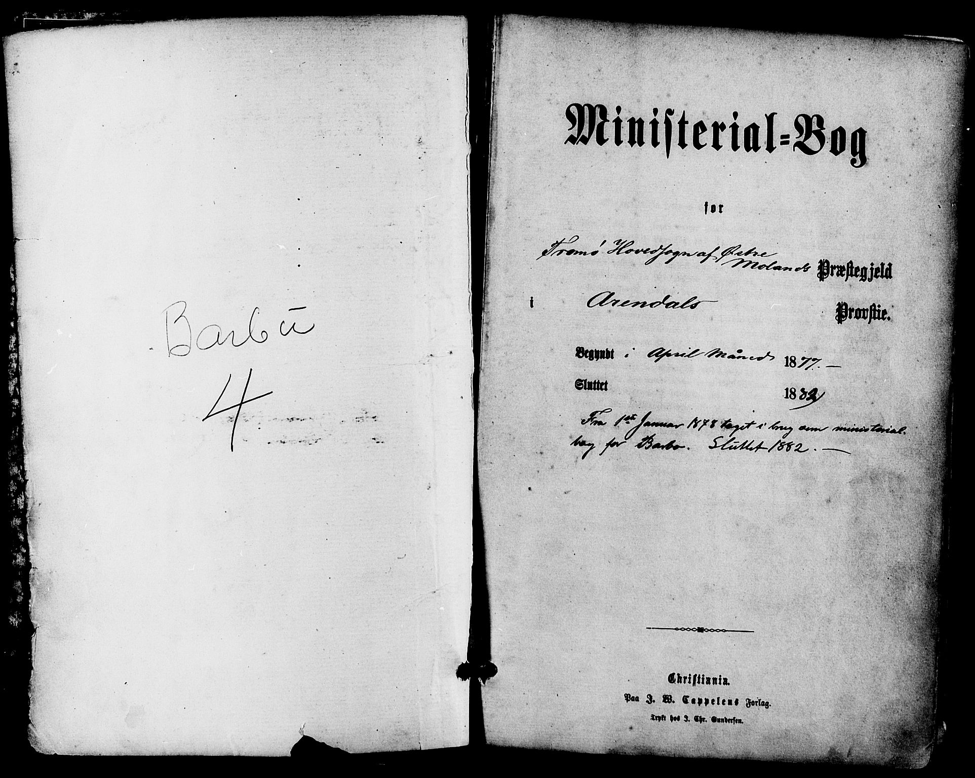 Barbu sokneprestkontor, AV/SAK-1111-0003/F/Fa/L0001: Parish register (official) no. A 1 /1, 1878-1883