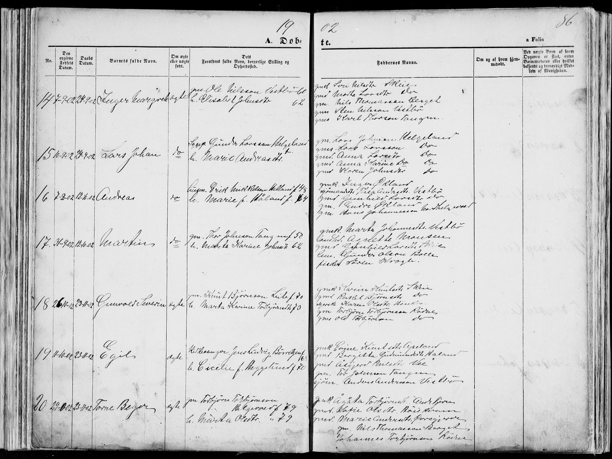 Vikedal sokneprestkontor, SAST/A-101840/01/V: Parish register (copy) no. B 10, 1864-1926, p. 86