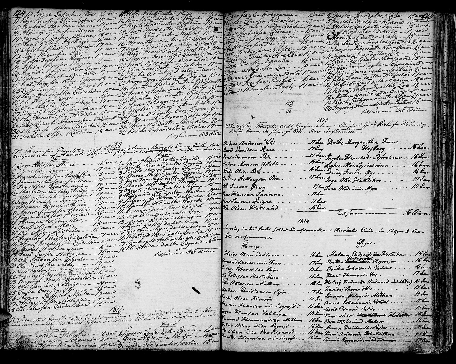 Lærdal sokneprestembete, SAB/A-81201: Parish register (official) no. A 4, 1805-1821, p. 124-125