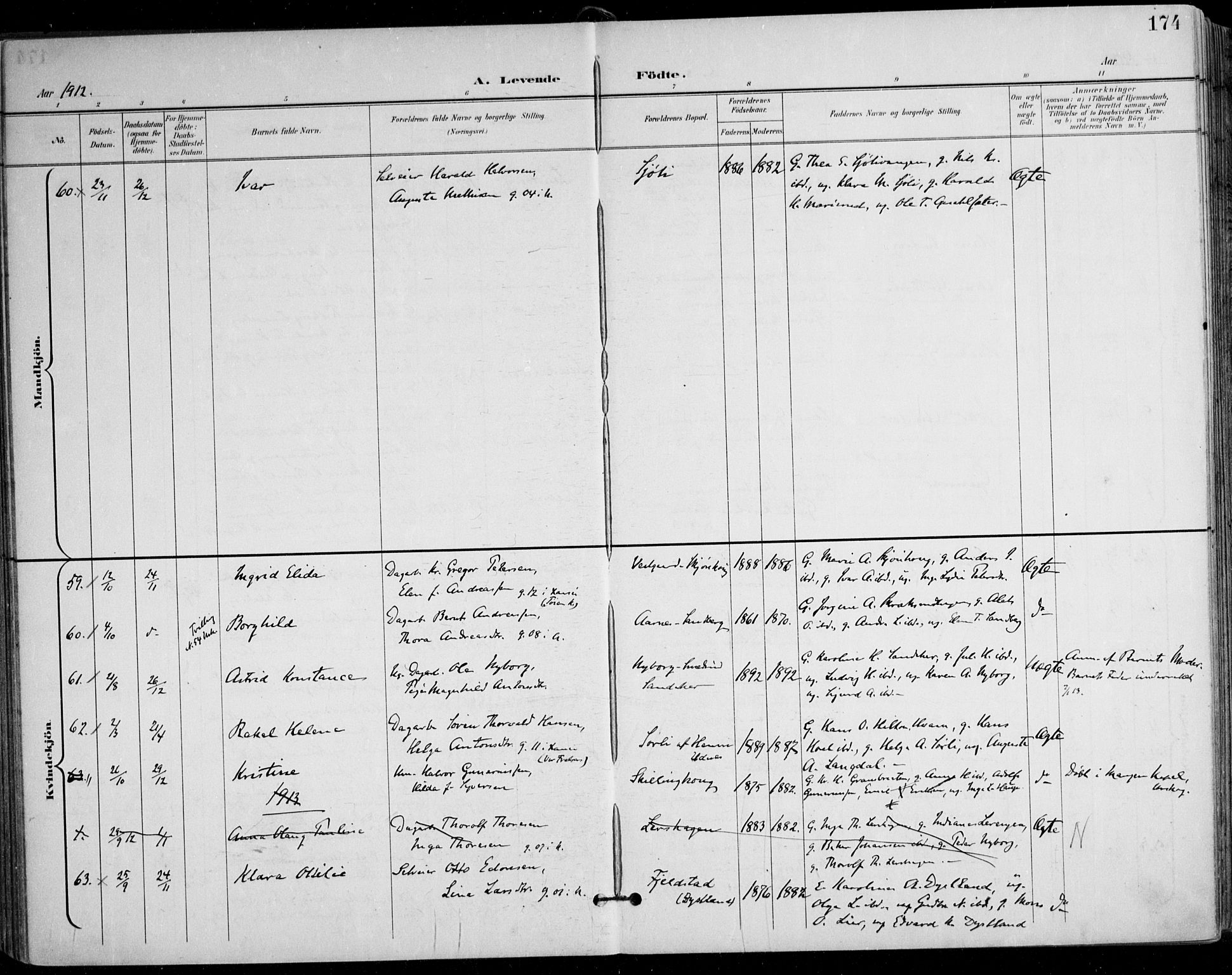 Nes prestekontor Kirkebøker, SAO/A-10410/F/Fa/L0011: Parish register (official) no. I 11, 1899-1918, p. 174