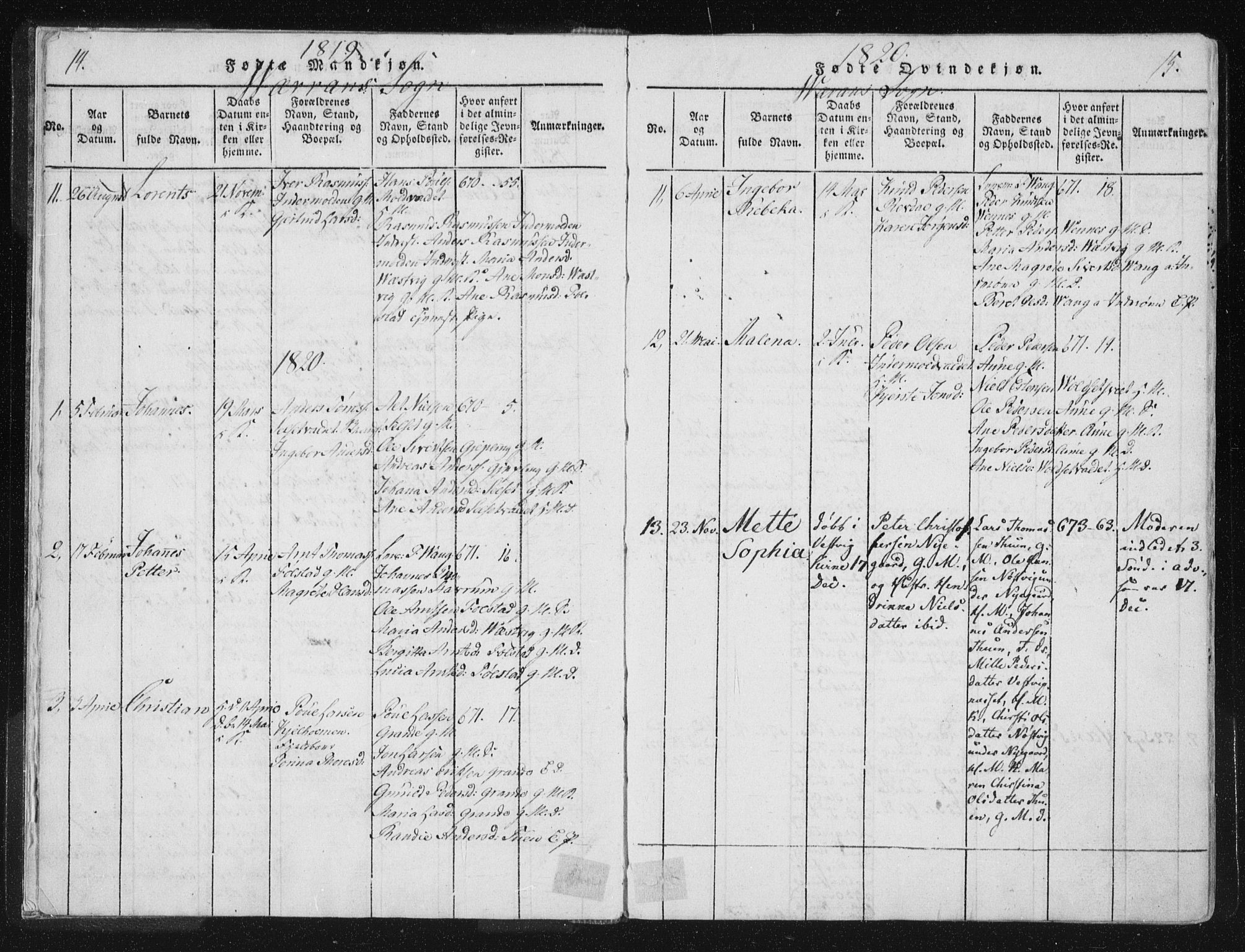 Ministerialprotokoller, klokkerbøker og fødselsregistre - Nord-Trøndelag, SAT/A-1458/744/L0417: Parish register (official) no. 744A01, 1817-1842, p. 14-15