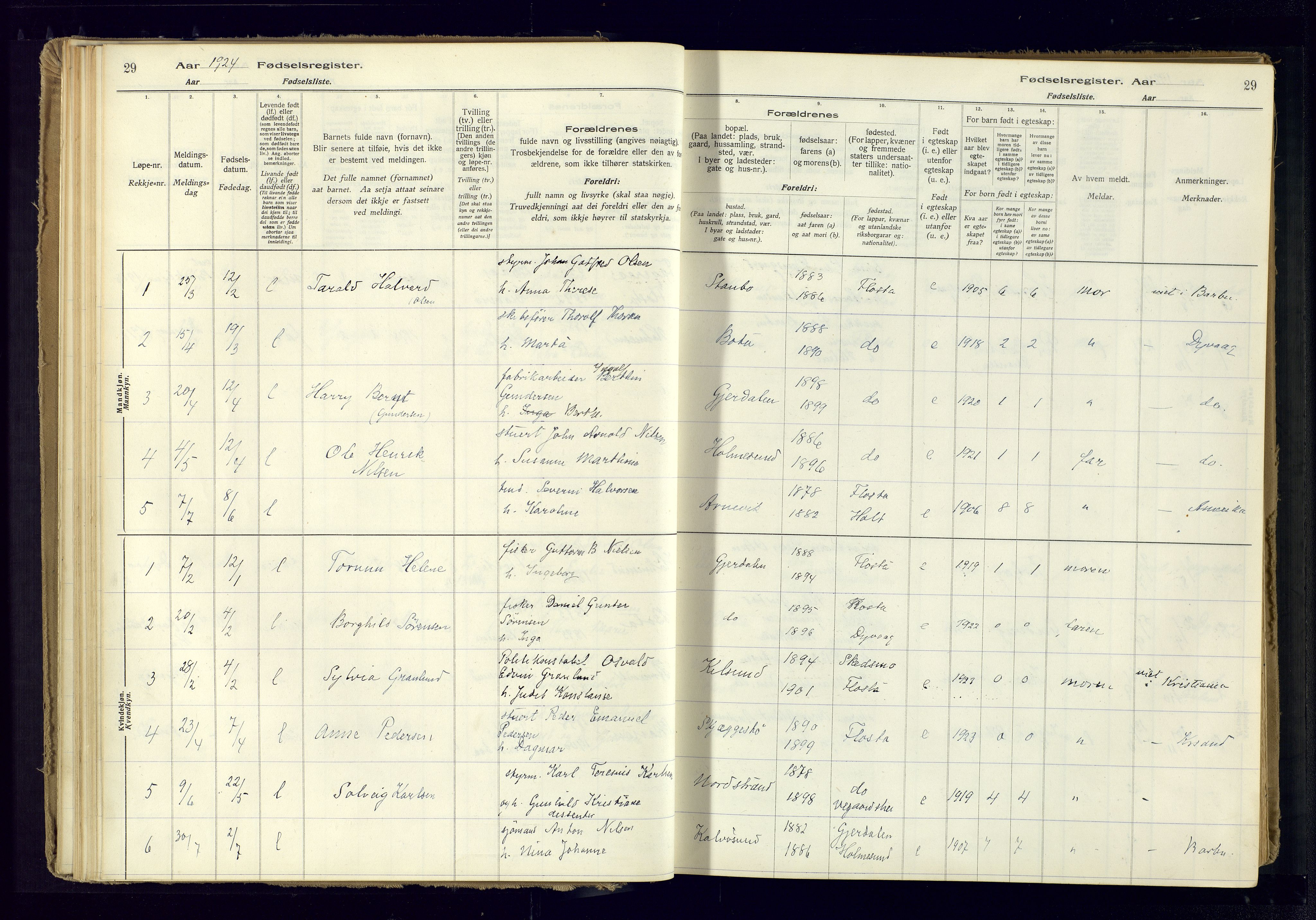 Austre Moland sokneprestkontor, SAK/1111-0001/J/Ja/L0005: Birth register no. A-VI-29, 1916-1982, p. 29