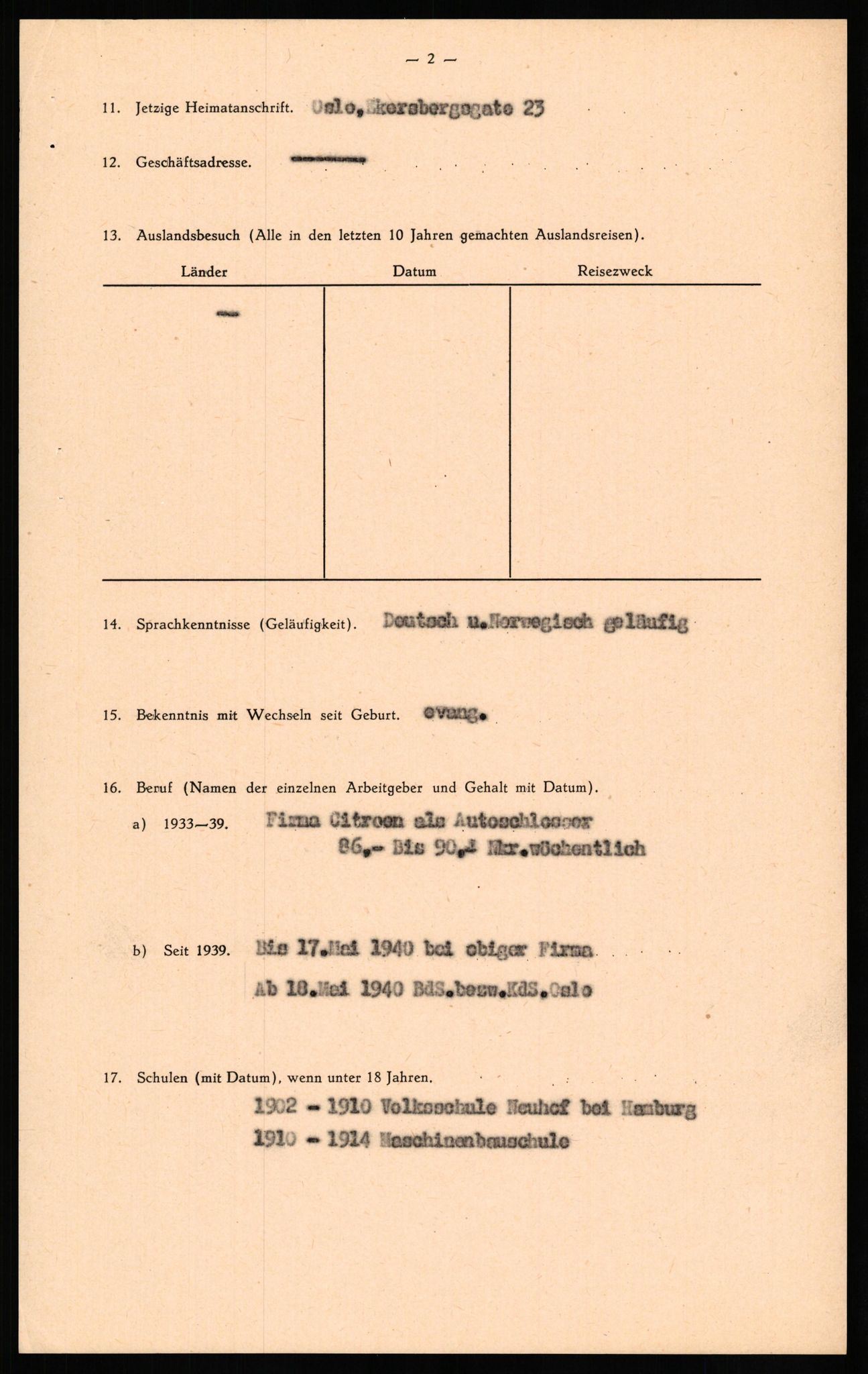 Forsvaret, Forsvarets overkommando II, AV/RA-RAFA-3915/D/Db/L0026: CI Questionaires. Tyske okkupasjonsstyrker i Norge. Tyskere., 1945-1946, p. 358