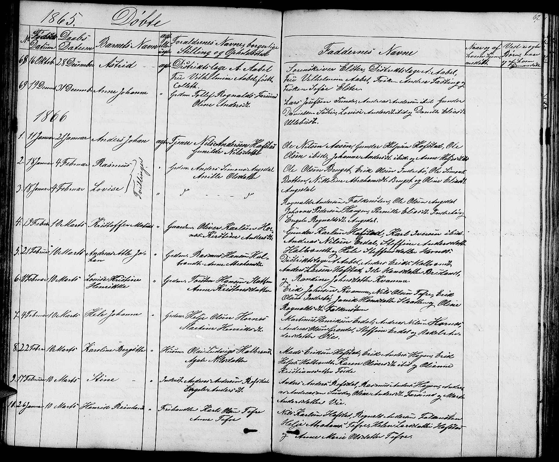 Førde sokneprestembete, SAB/A-79901/H/Hab/Haba/L0001: Parish register (copy) no. A 1, 1853-1880, p. 67