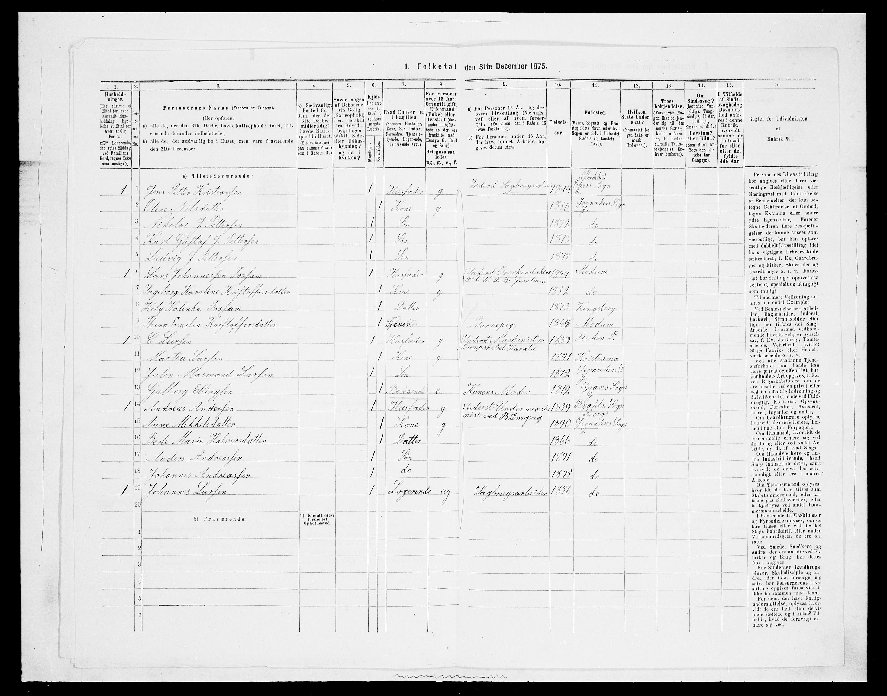SAH, 1875 census for 0532P Jevnaker, 1875, p. 1603