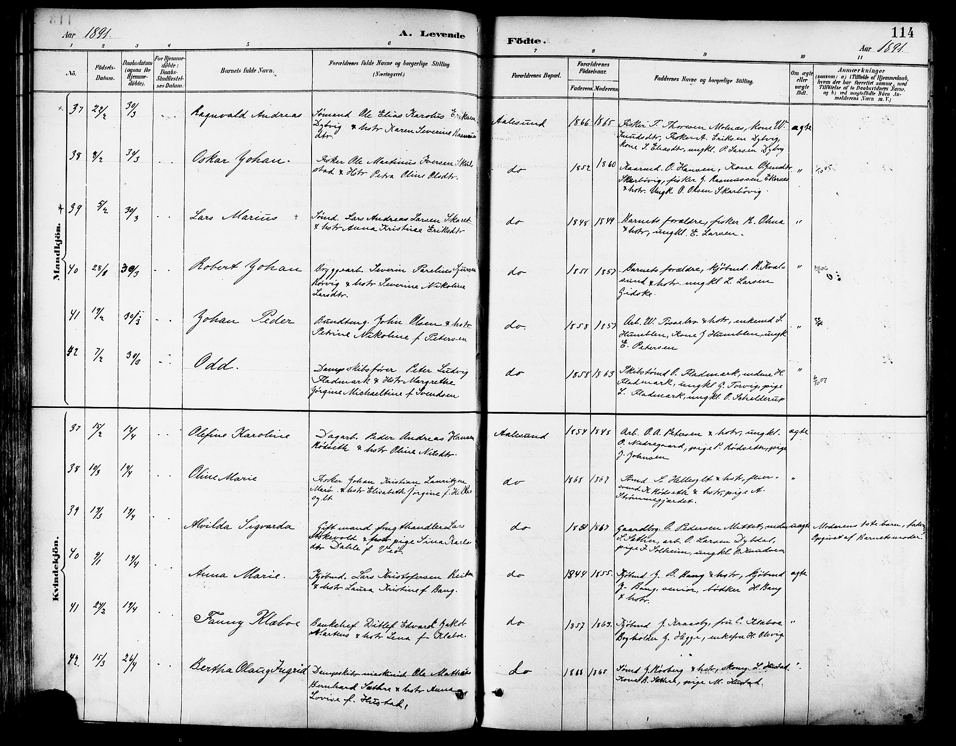 Ministerialprotokoller, klokkerbøker og fødselsregistre - Møre og Romsdal, AV/SAT-A-1454/529/L0455: Parish register (official) no. 529A05, 1885-1893, p. 114