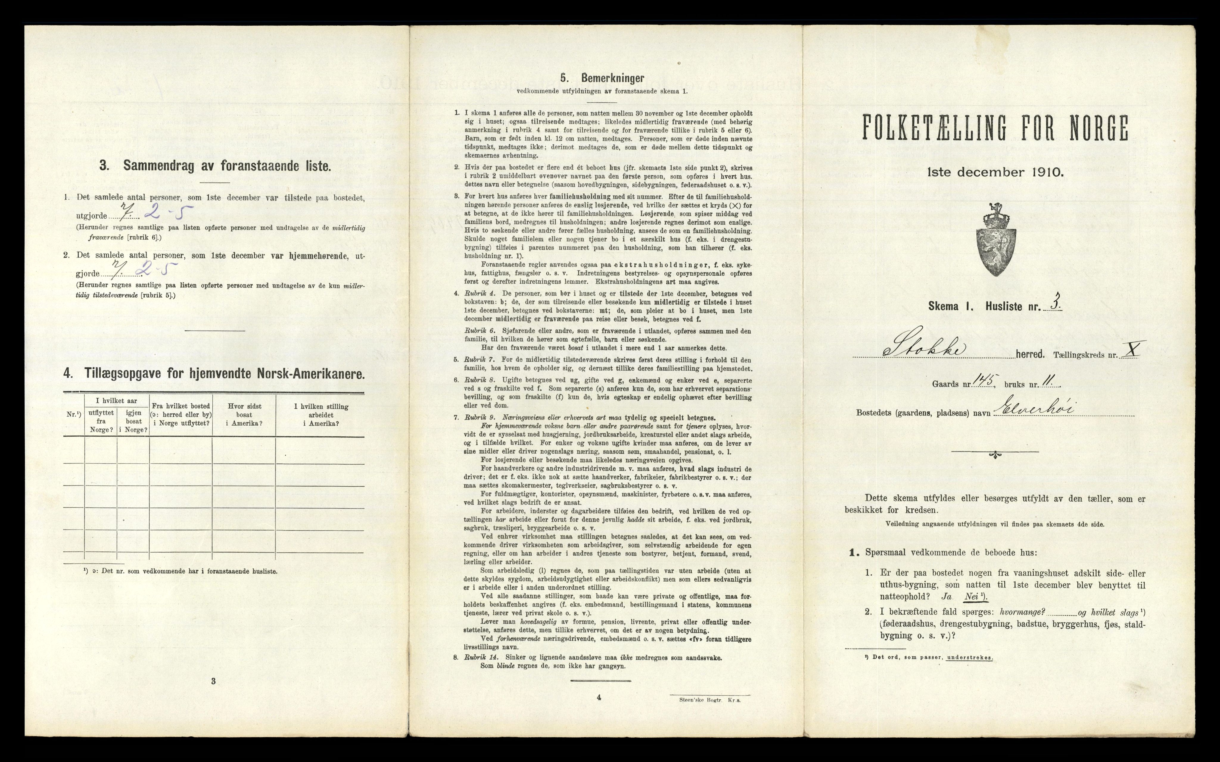 RA, 1910 census for Stokke, 1910, p. 1700