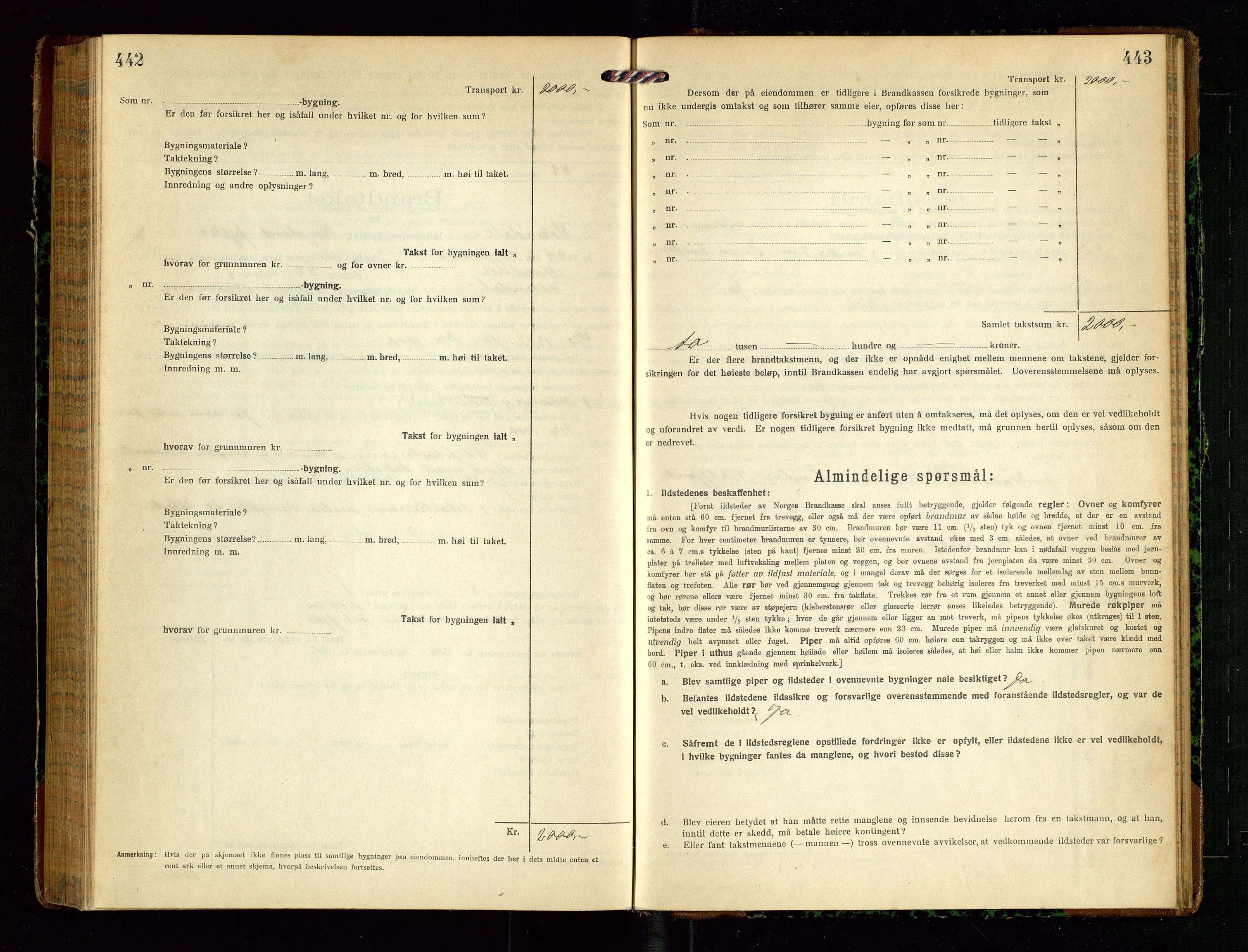 Sokndal lensmannskontor, SAST/A-100417/Gob/L0005: "Brandtakst-Protokol", 1920-1924, p. 442-443