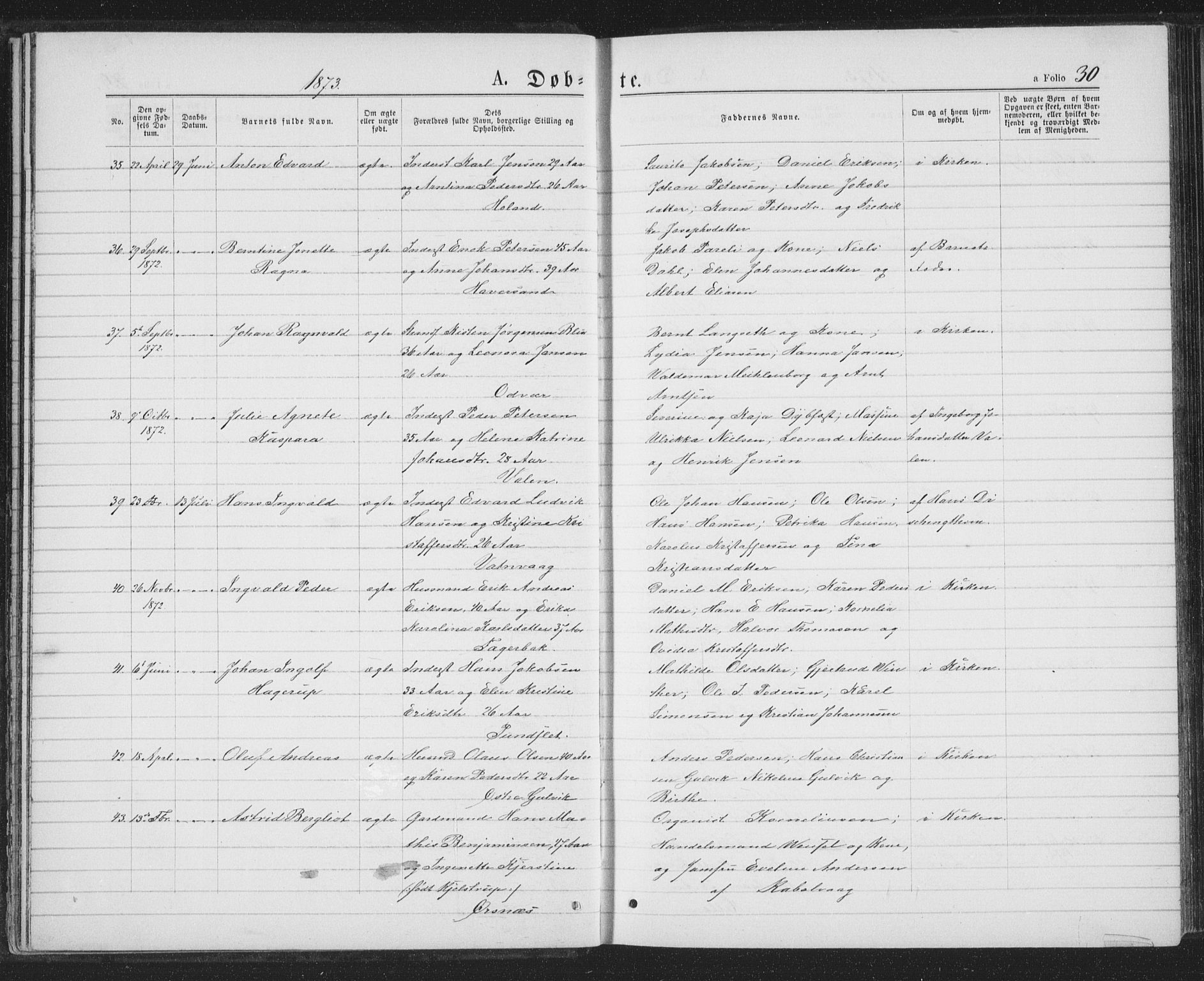 Ministerialprotokoller, klokkerbøker og fødselsregistre - Nordland, SAT/A-1459/874/L1074: Parish register (copy) no. 874C03, 1870-1876, p. 30