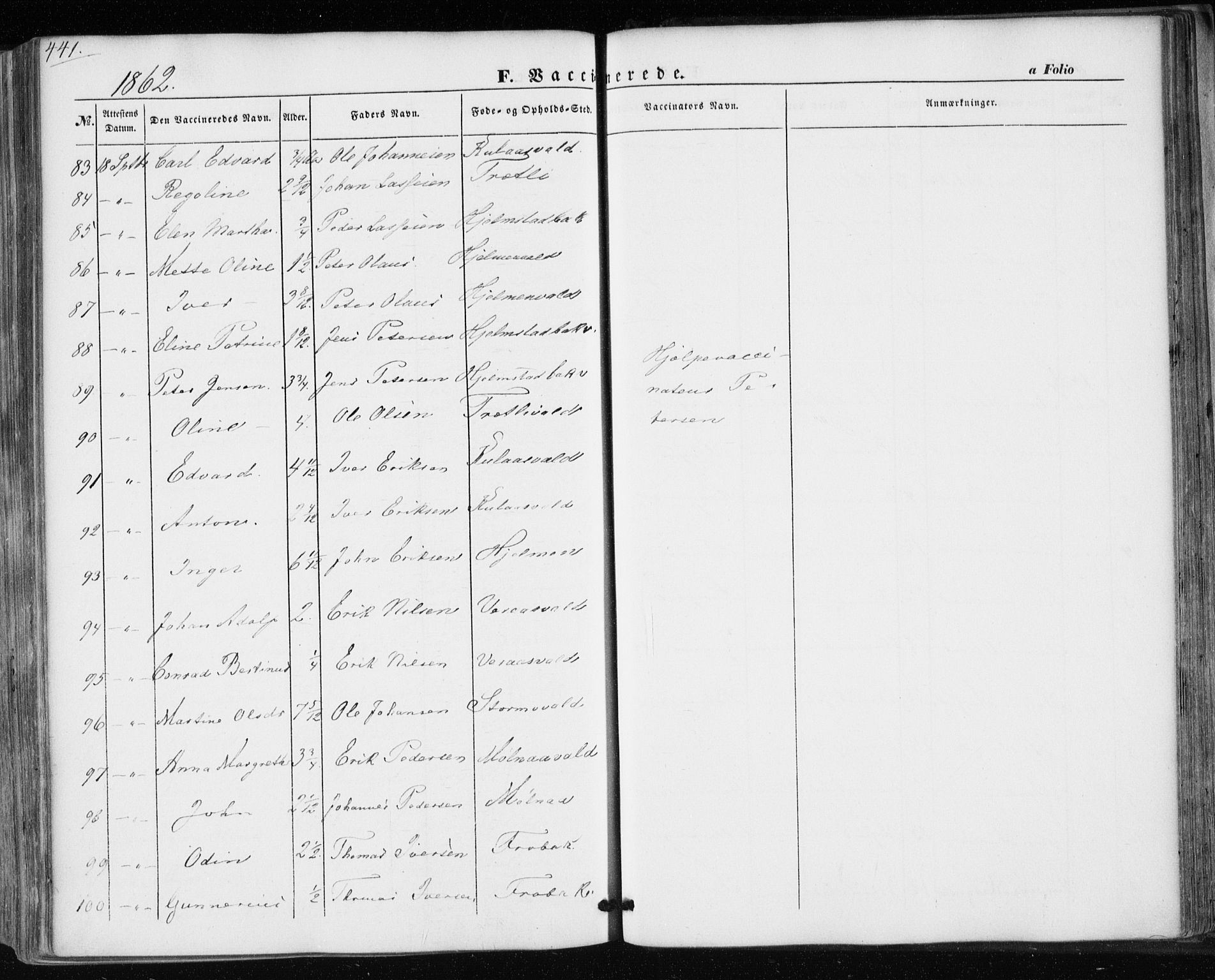 Ministerialprotokoller, klokkerbøker og fødselsregistre - Nord-Trøndelag, AV/SAT-A-1458/717/L0154: Parish register (official) no. 717A07 /1, 1850-1862, p. 441