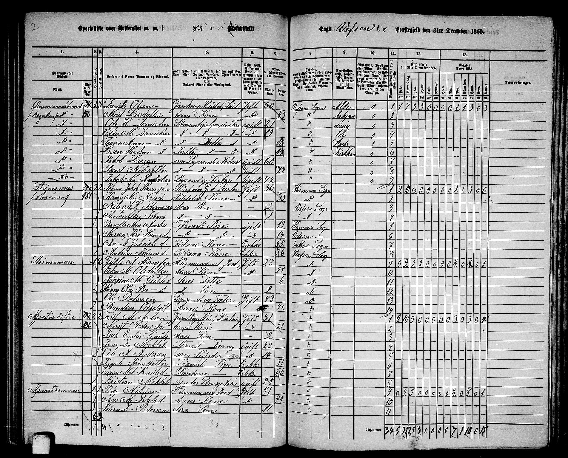 RA, 1865 census for Vefsn, 1865, p. 170