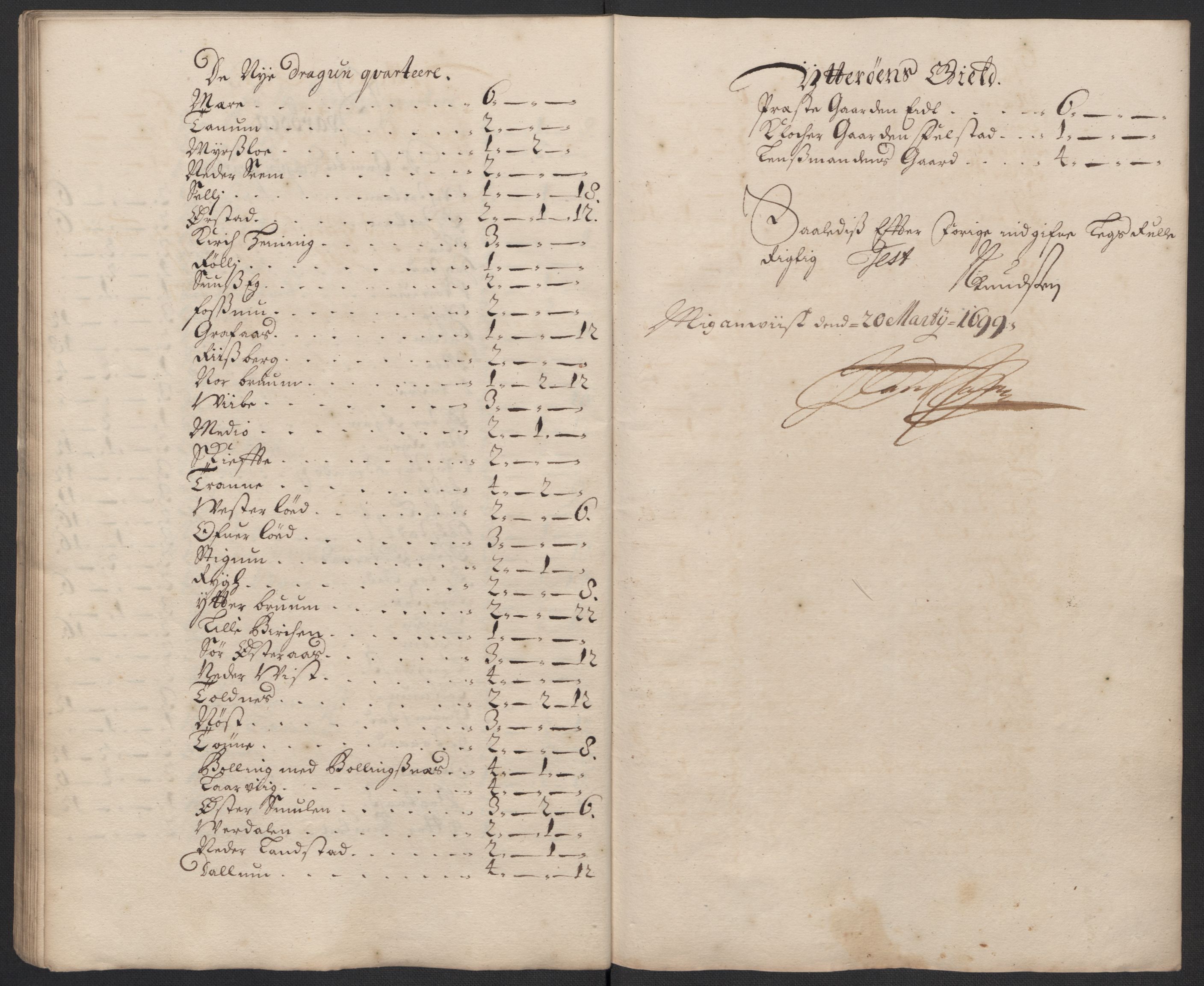 Rentekammeret inntil 1814, Reviderte regnskaper, Fogderegnskap, AV/RA-EA-4092/R63/L4310: Fogderegnskap Inderøy, 1698-1699, p. 101