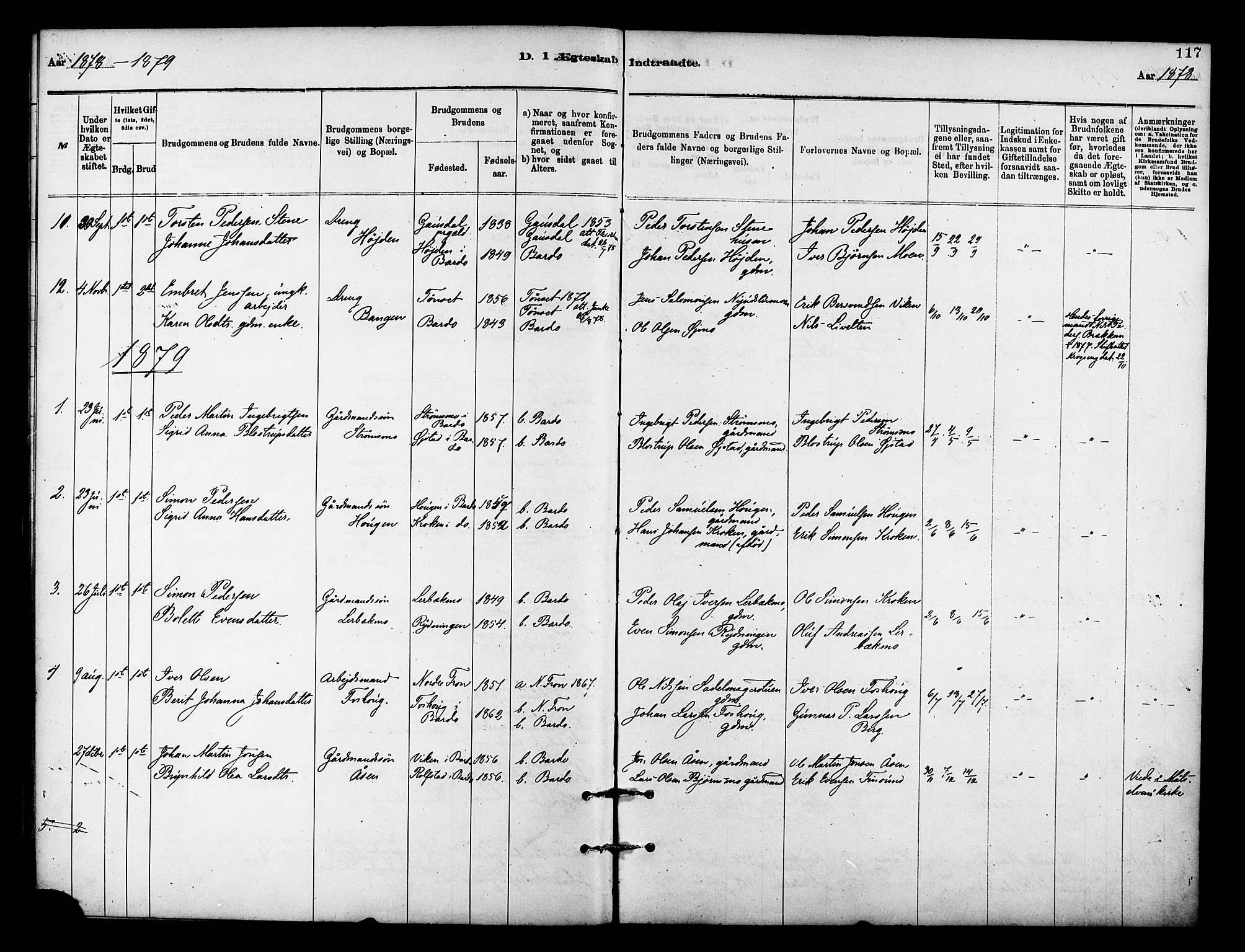 Målselv sokneprestembete, SATØ/S-1311/G/Ga/Gaa/L0009kirke: Parish register (official) no. 9, 1878-1889, p. 117