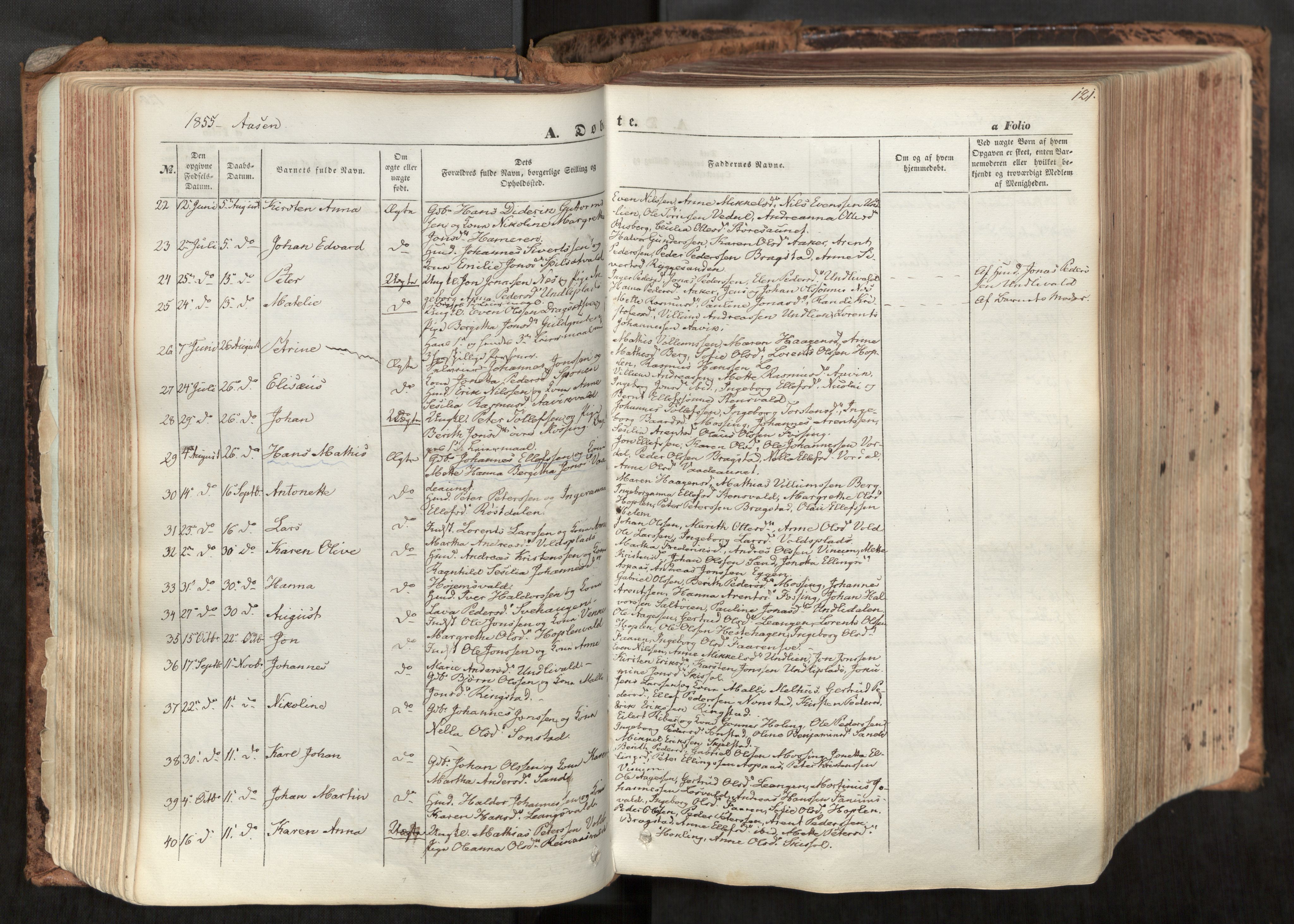 Ministerialprotokoller, klokkerbøker og fødselsregistre - Nord-Trøndelag, SAT/A-1458/713/L0116: Parish register (official) no. 713A07, 1850-1877, p. 121