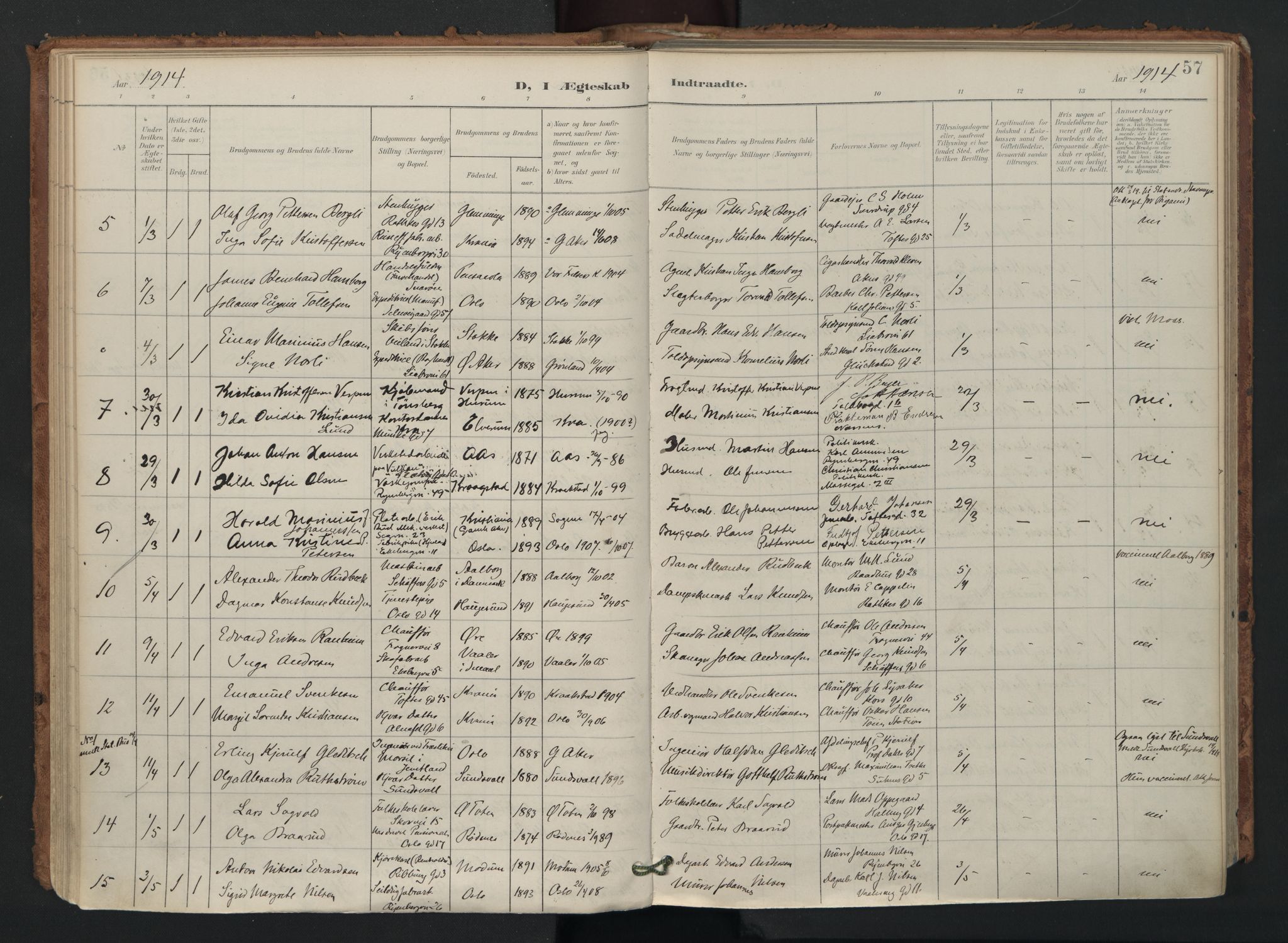 Gamlebyen prestekontor Kirkebøker, AV/SAO-A-10884/F/Fa/L0011: Parish register (official) no. 11, 1901-1939, p. 57