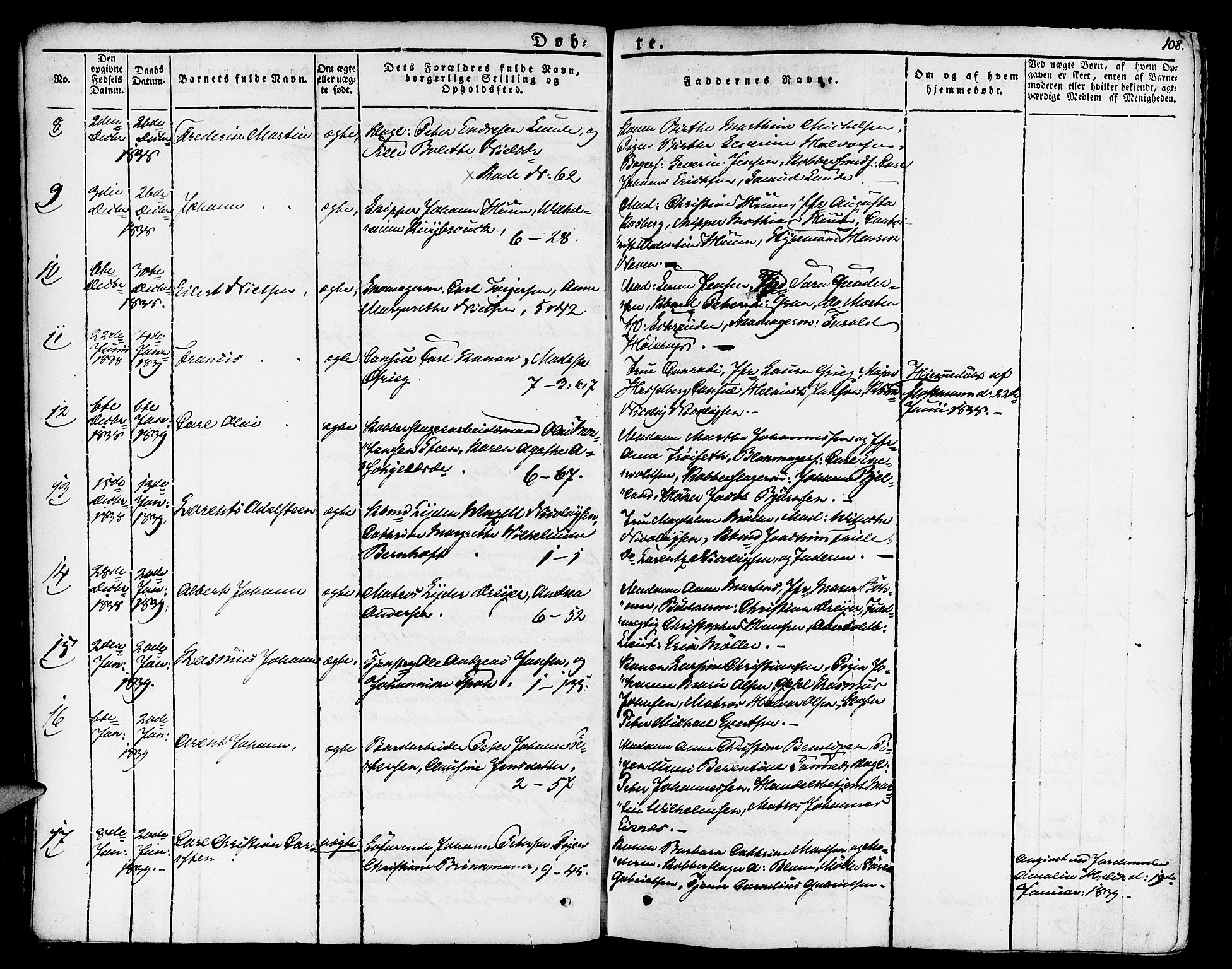 Nykirken Sokneprestembete, SAB/A-77101/H/Haa/L0012: Parish register (official) no. A 12, 1821-1844, p. 108