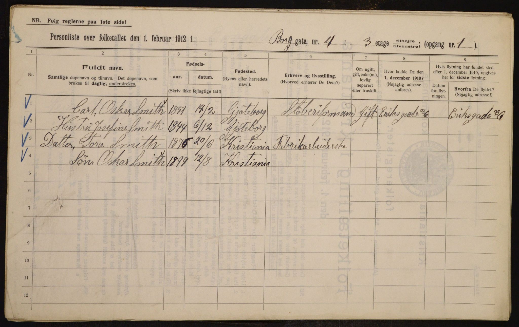 OBA, Municipal Census 1912 for Kristiania, 1912, p. 7563