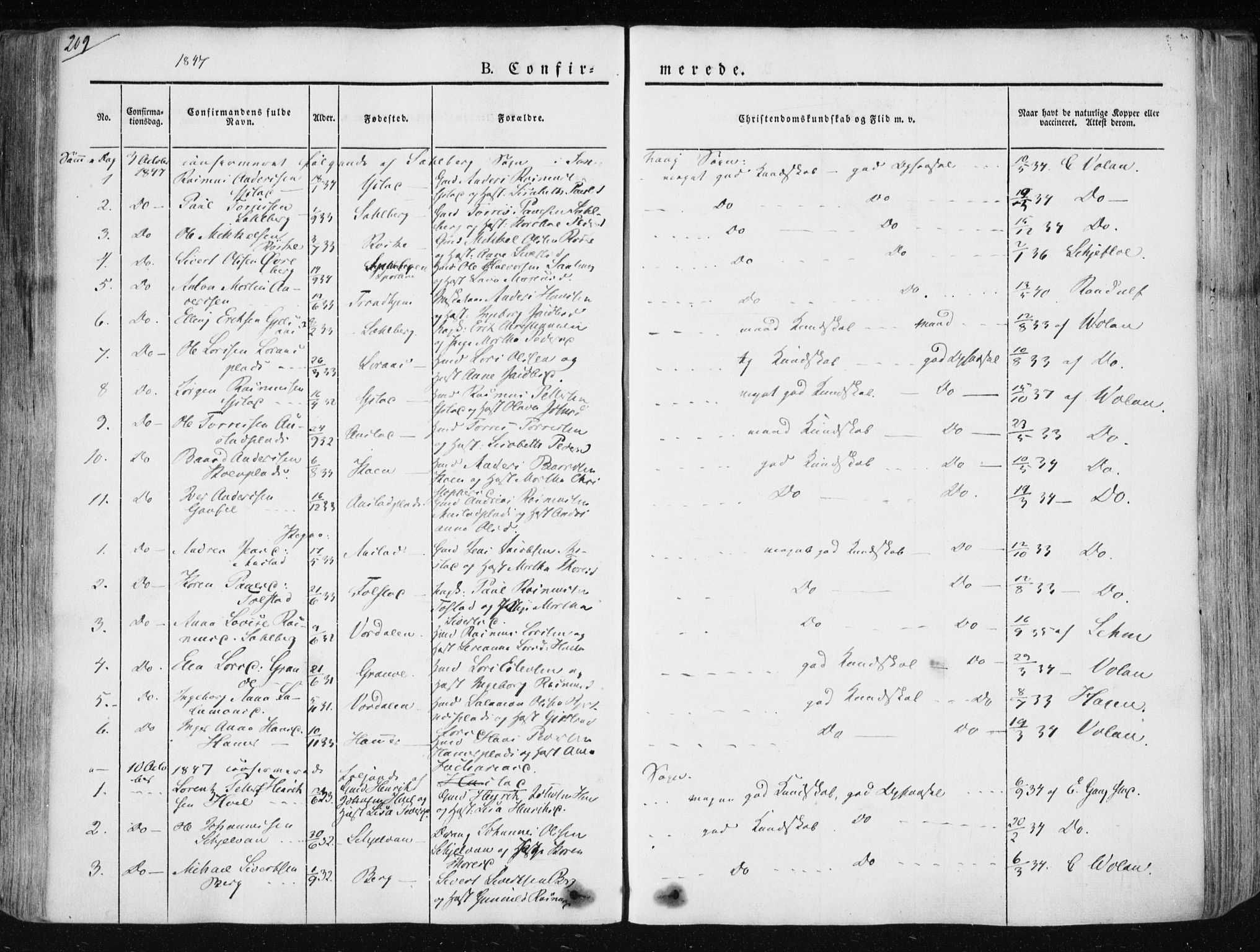 Ministerialprotokoller, klokkerbøker og fødselsregistre - Nord-Trøndelag, SAT/A-1458/730/L0280: Parish register (official) no. 730A07 /1, 1840-1854, p. 209